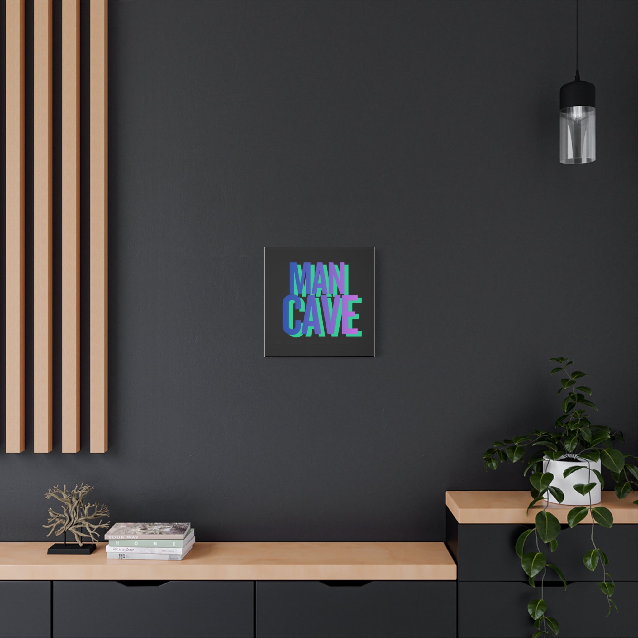 Man Cave Canvas Wall Art — Bold Neon 3D Typography Decor