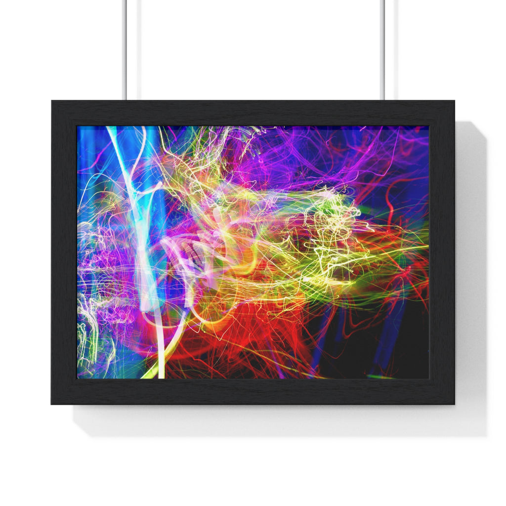 Abstract Light Painting Photography Framed Poster — Vibrant Colorful Wall Art