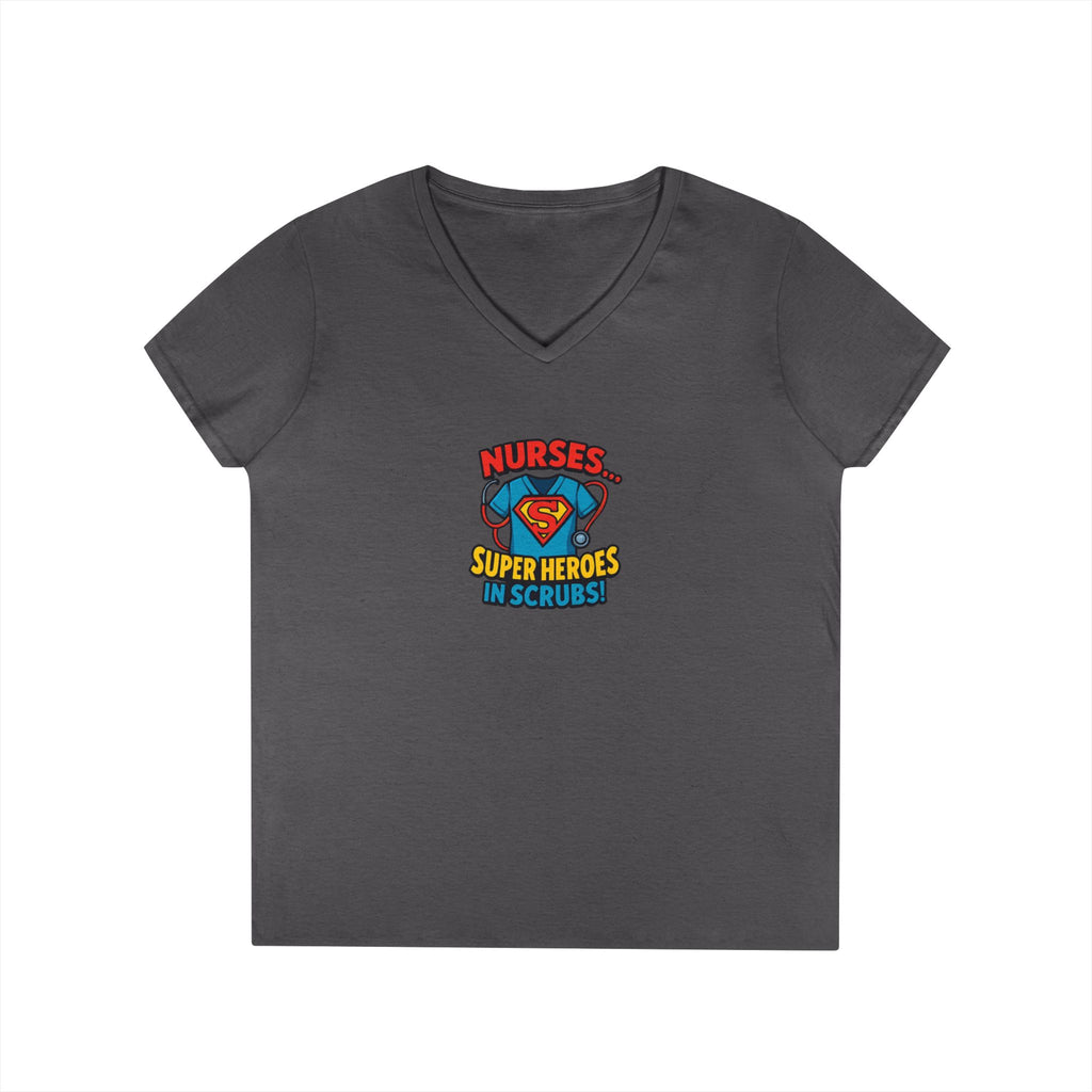 Nurse Superhero V‑Neck Tee — "Nurses Super Heroes in Scrubs"