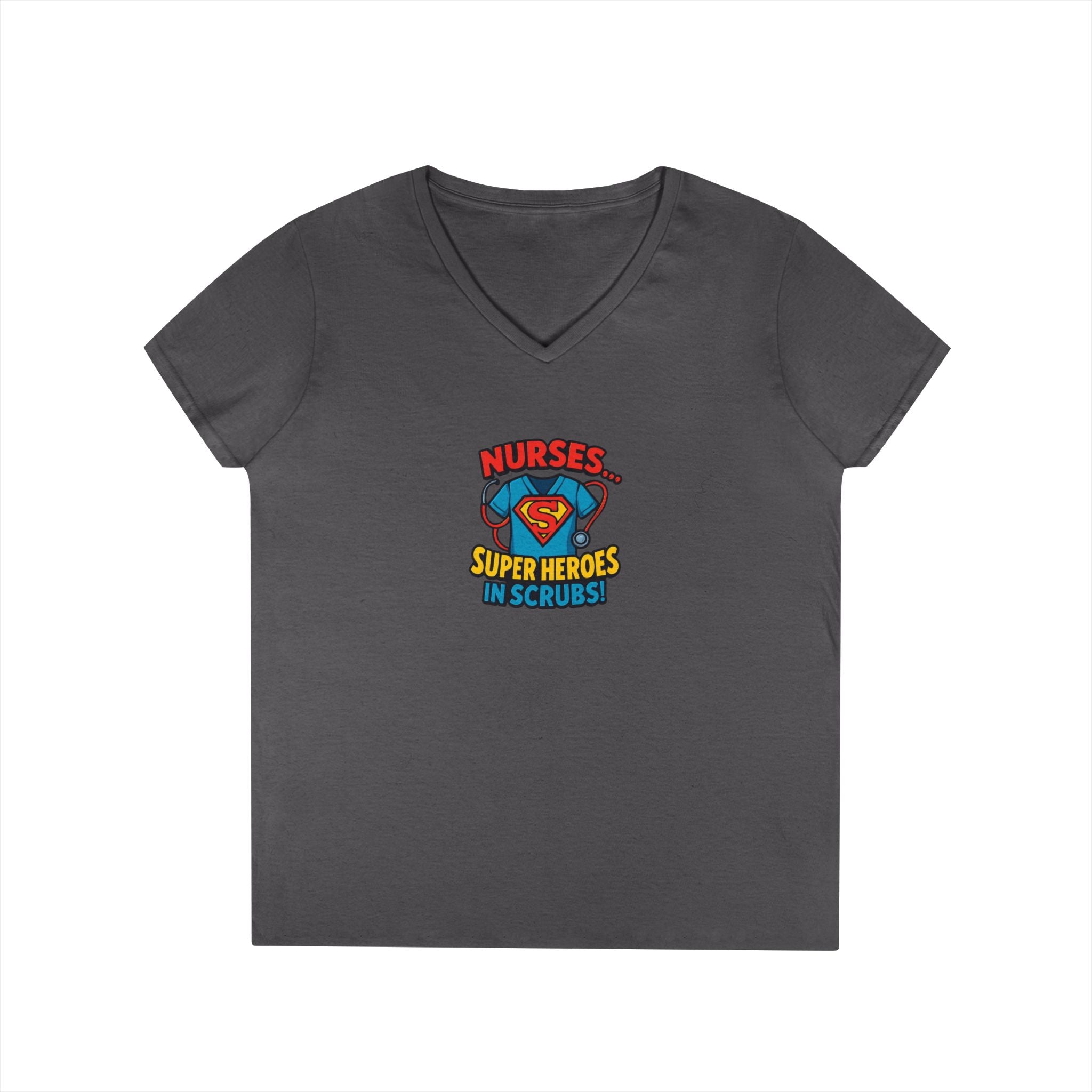 Nurse Superhero V‑Neck Tee — "Nurses Super Heroes in Scrubs"