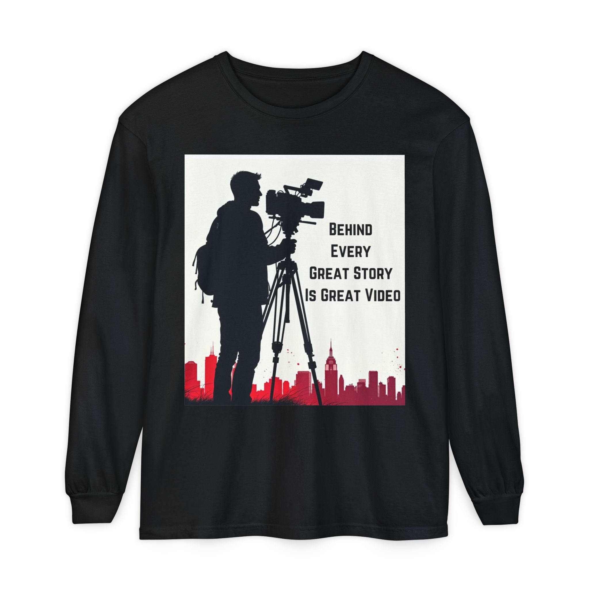 TV News Videographer: Unisex Garment-dyed Long Sleeve T-Shirt