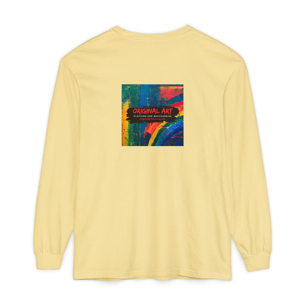 I Teach. Kids First. Long Sleeve Teacher T-Shirt — Colorful 'Original Art' Back Print