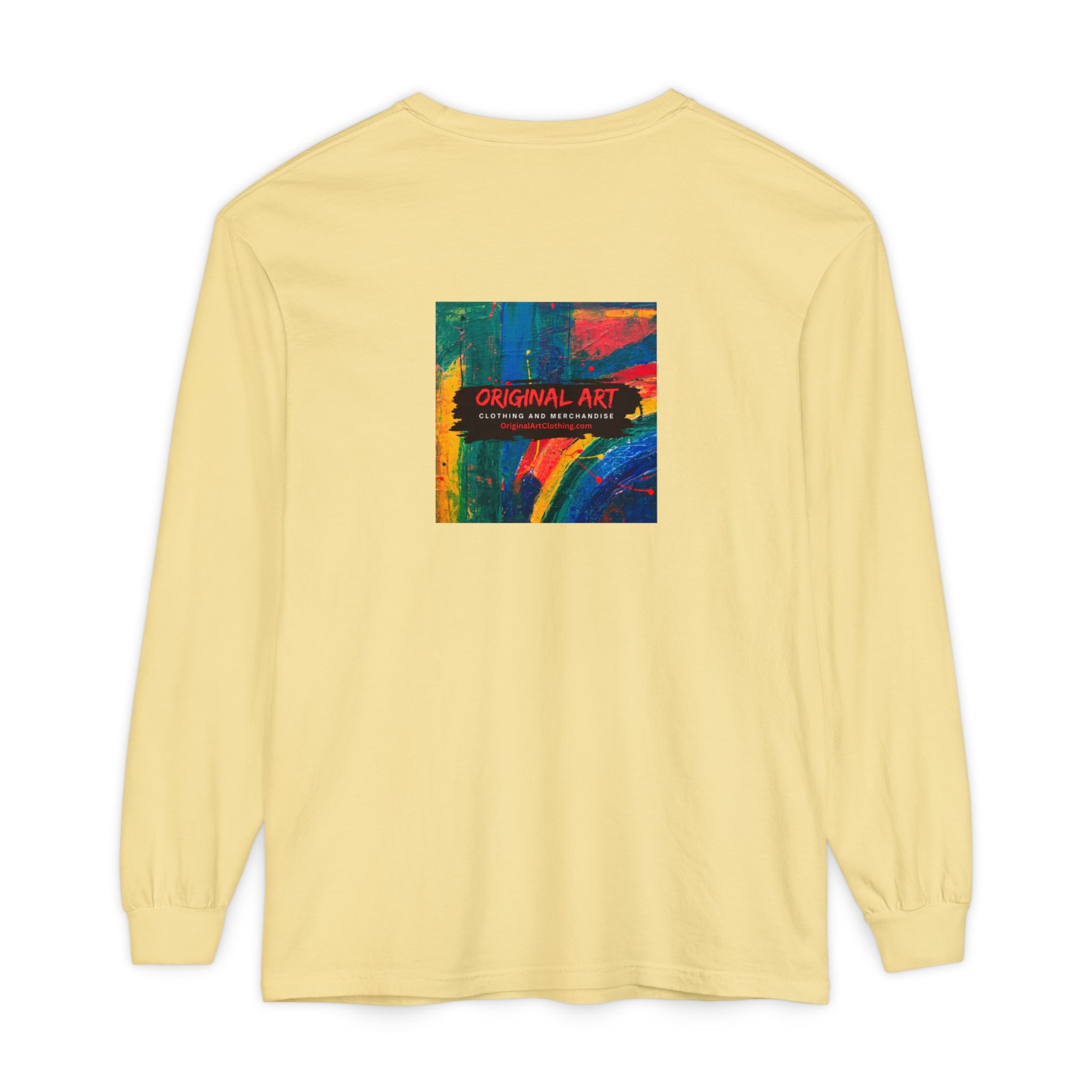I Teach. Kids First. Long Sleeve Teacher T-Shirt — Colorful 'Original Art' Back Print