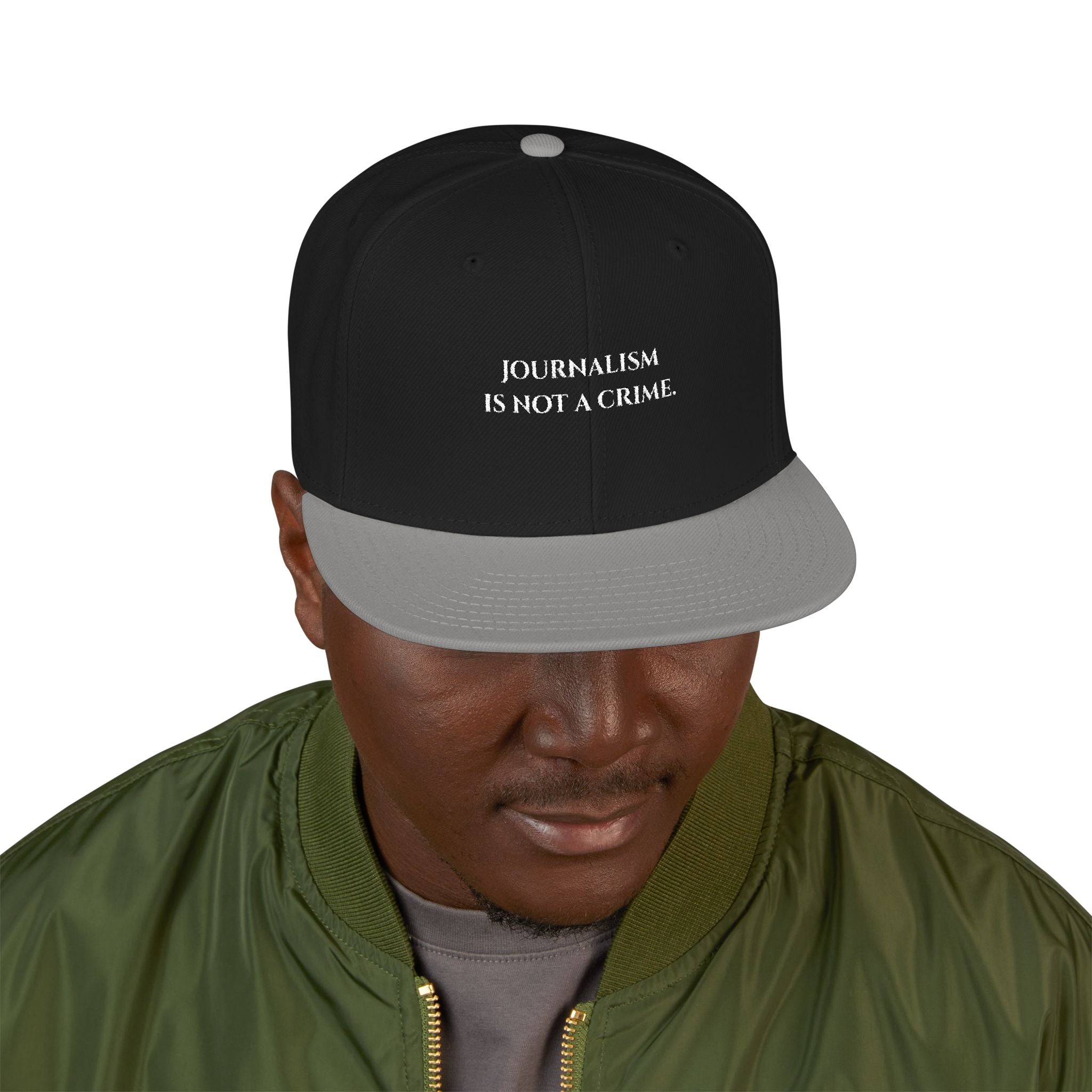 "Journalism is not a Crime" Embroidered Snapback Hat —
