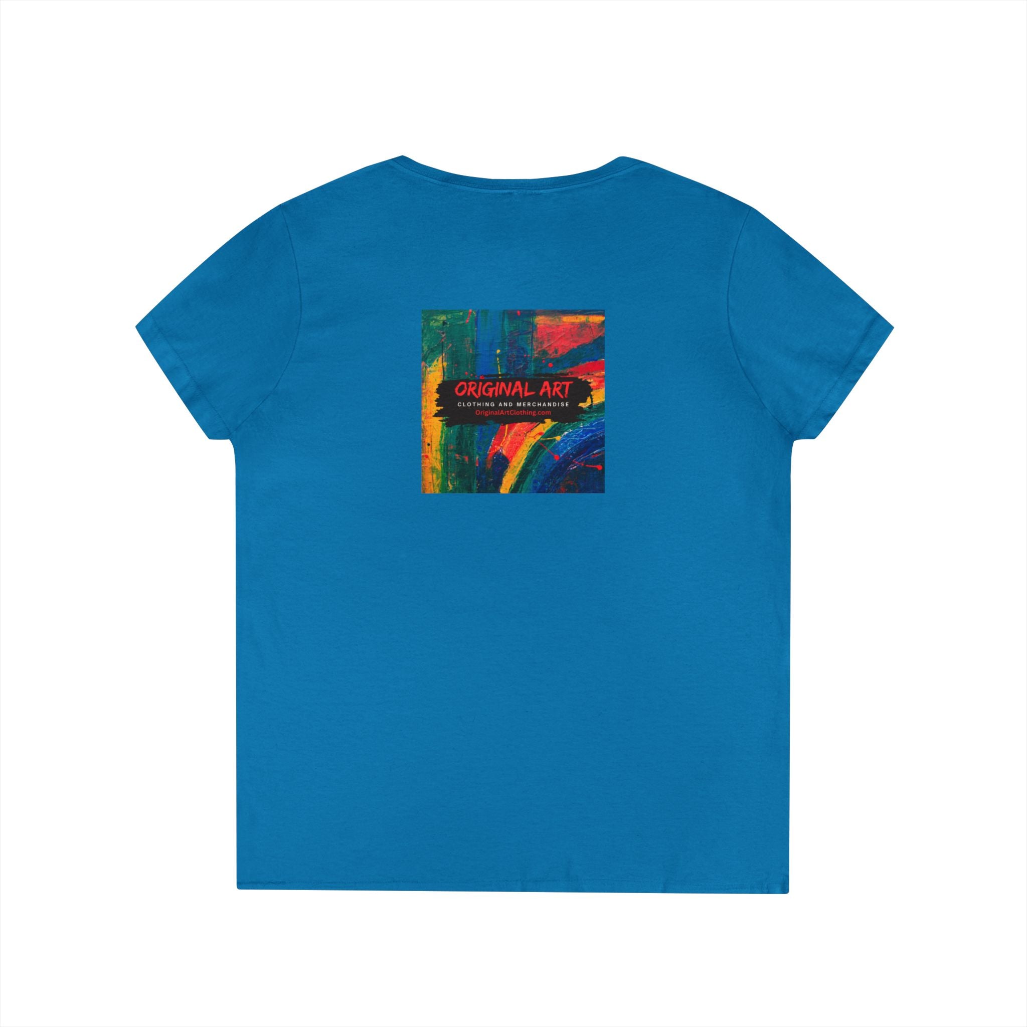 "Fancy" V-Neck Tee — 'Fancy' Cute Rainbow Graphic