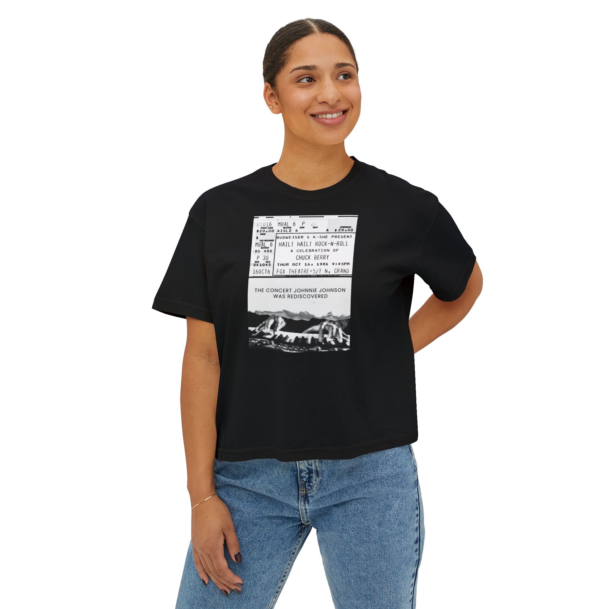 'The Concert: Johnnie Johnson' Ticket Design Graphic Boxy Tee