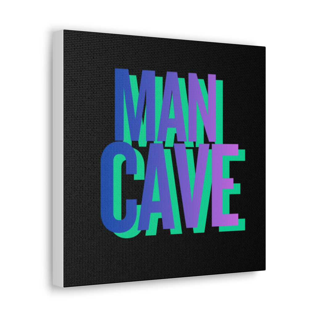 Man Cave Canvas Wall Art — Bold Neon 3D Typography Decor
