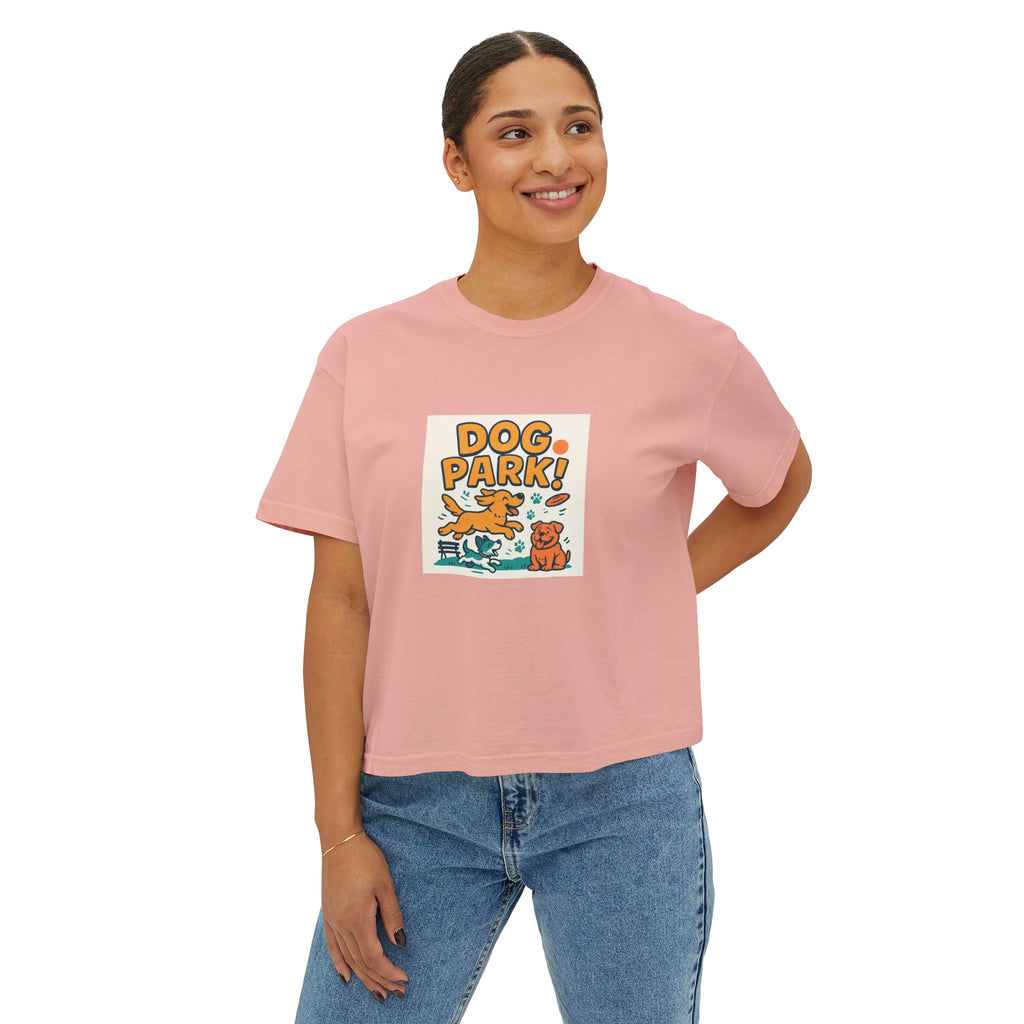 Dog Park Women's Boxy Tee, Cute Pet Lover Shirt, Casual Dog Mom Top, Gift for Dog Lovers, Summer Dog Apparel