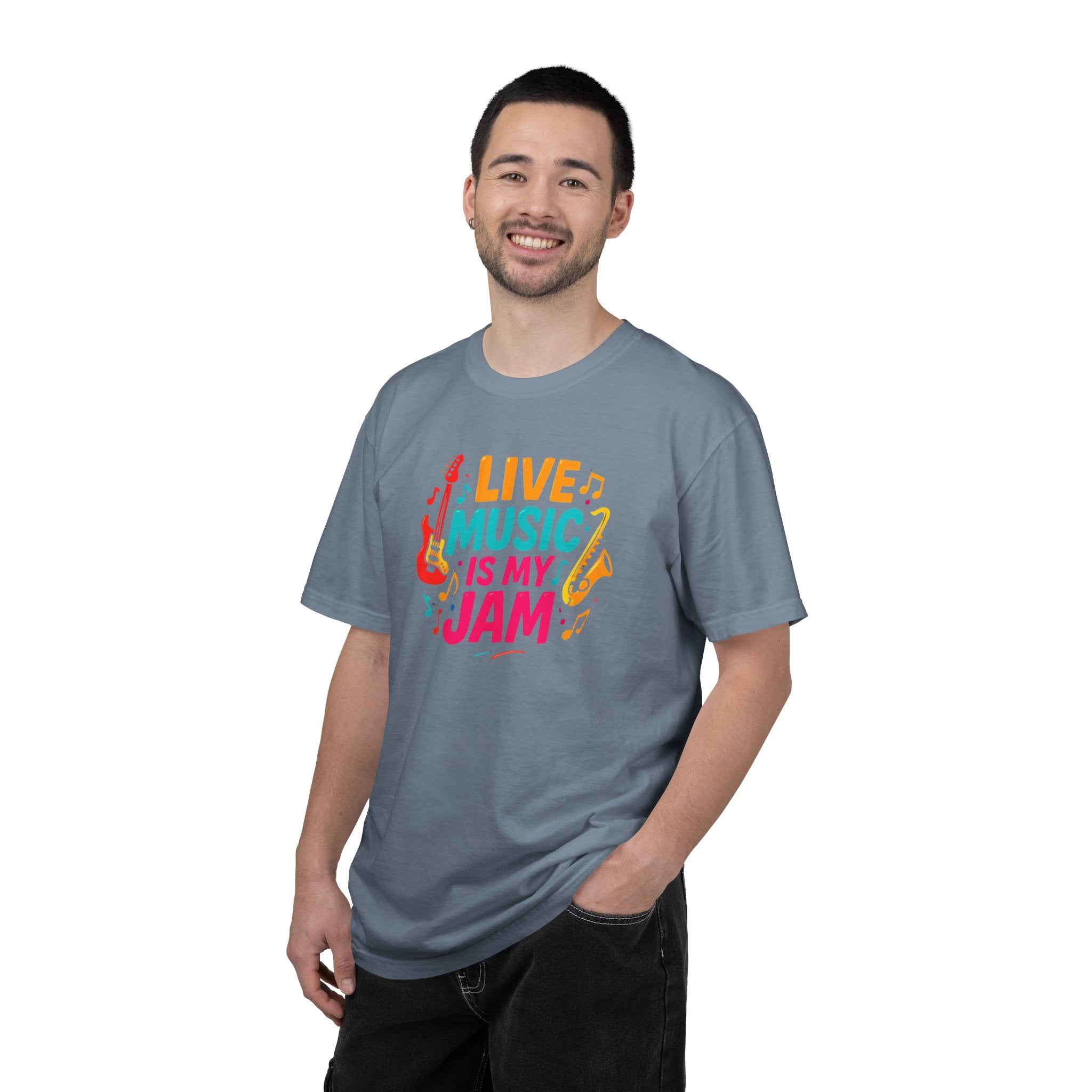 Live Music Is My Jam T-Shirt — Colorful Guitar Music Tee