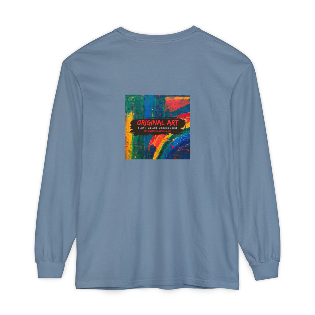 Teacher Long Sleeve T‑Shirt — “I teach. I help small humans become big thinkers.” with Colorful Original Art on Back