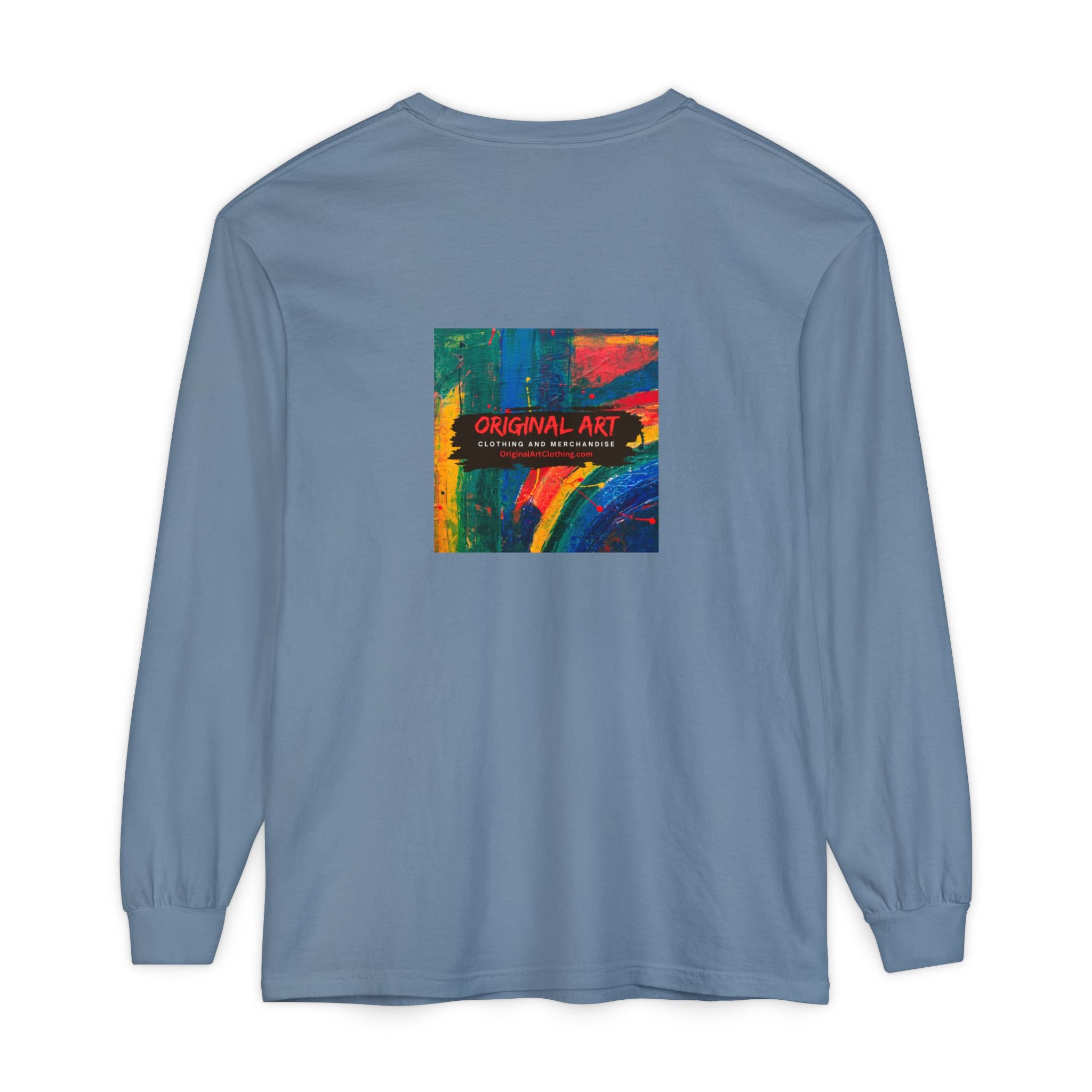 Teacher Long Sleeve T‑Shirt — “I teach. I help small humans become big thinkers.” with Colorful Original Art on Back