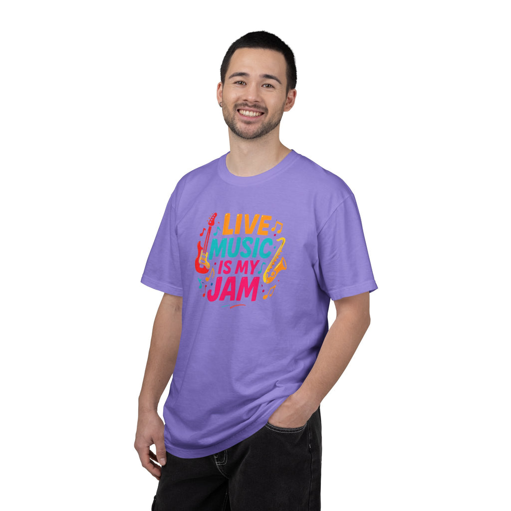 Live Music Is My Jam T-Shirt — Colorful Guitar Music Tee