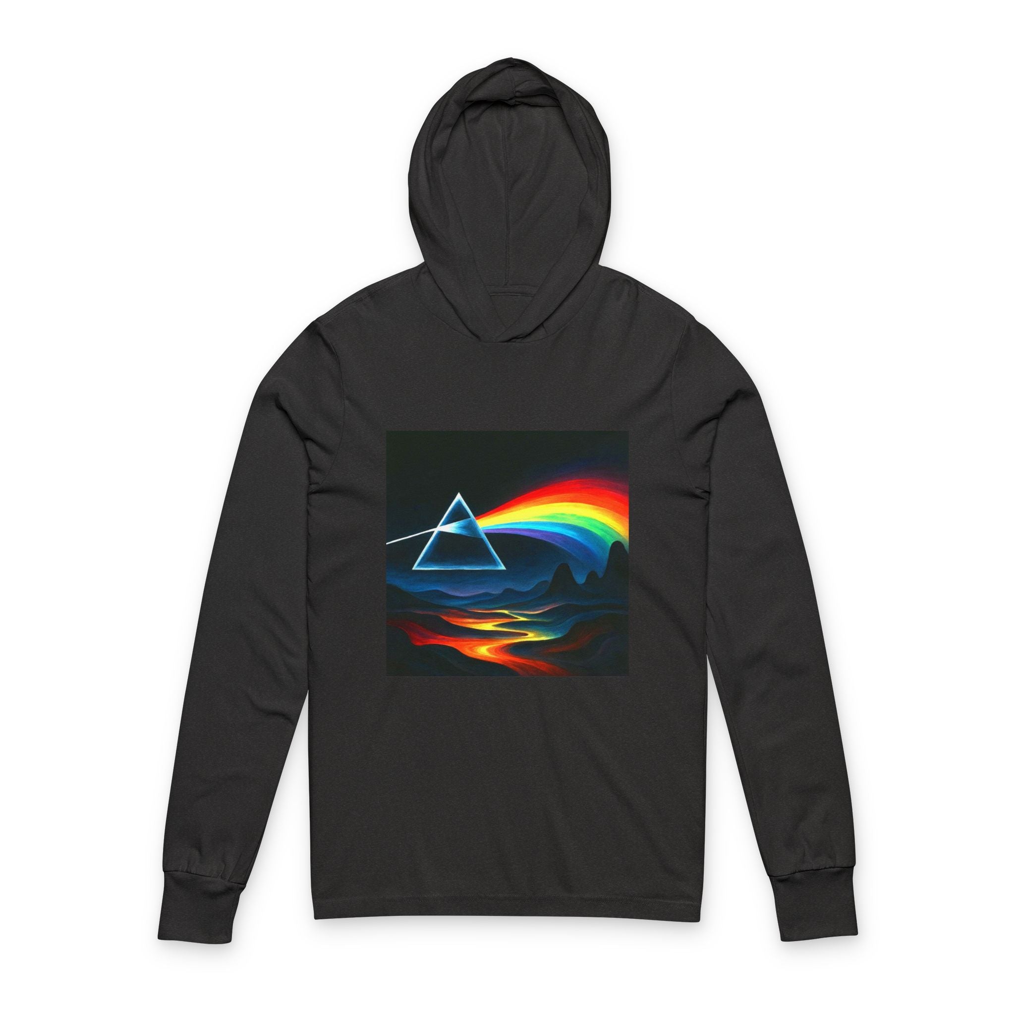 Long Sleeve Hooded Tee — Prism Wave Graphic
