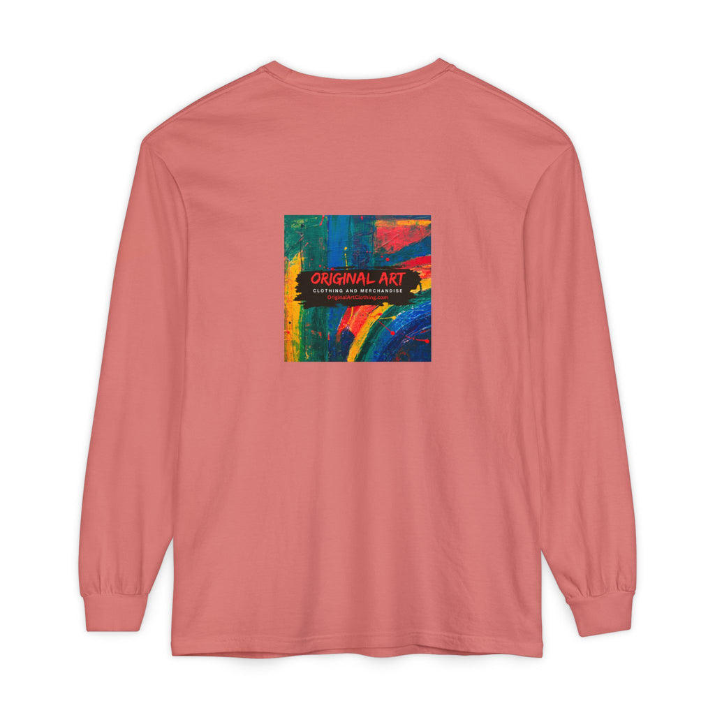 Teacher Long Sleeve T‑Shirt — “I teach. I help small humans become big thinkers.” with Colorful Original Art on Back