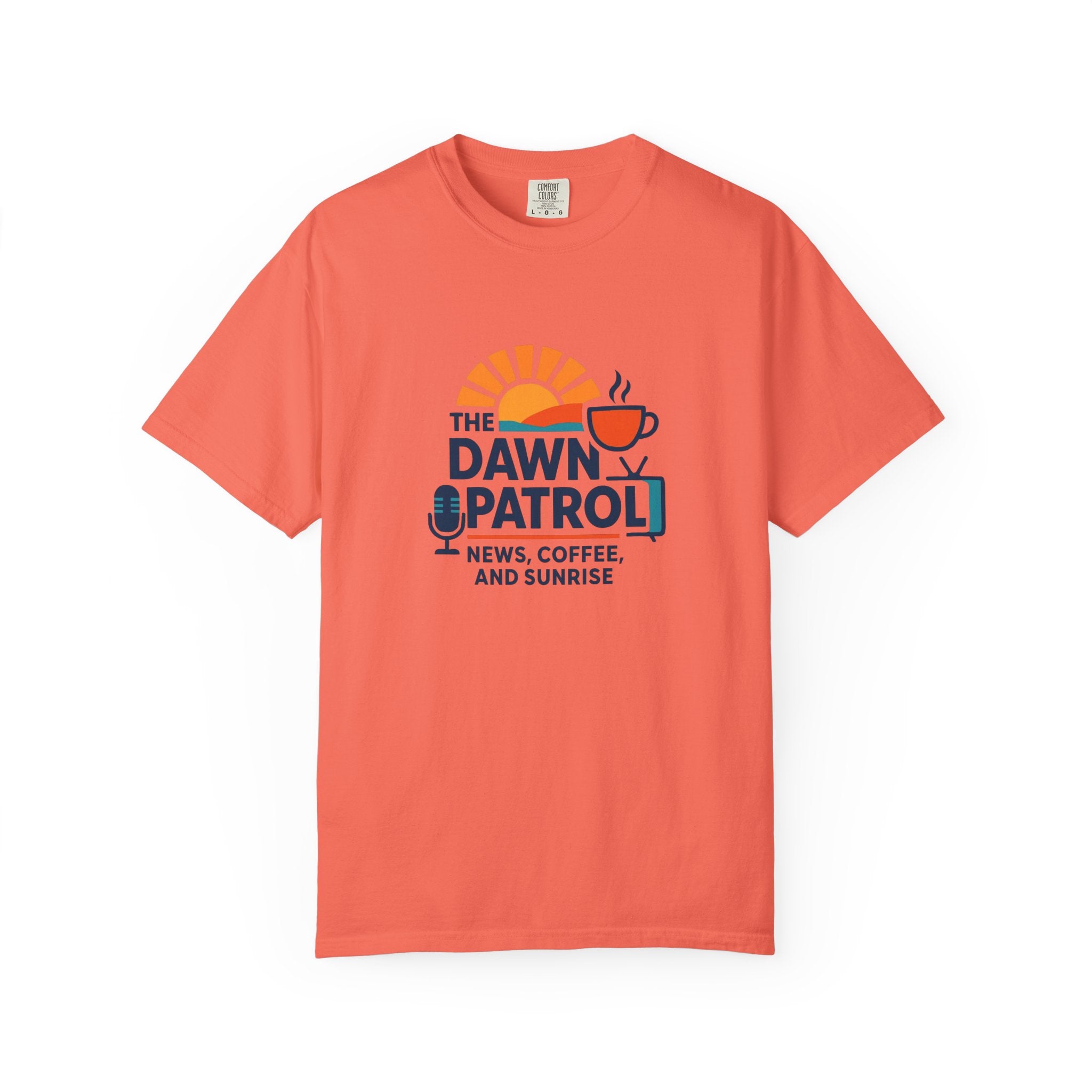 Dawn Patrol T-Shirt — "News, Coffee, and Sunrise" Morning Radio Tee