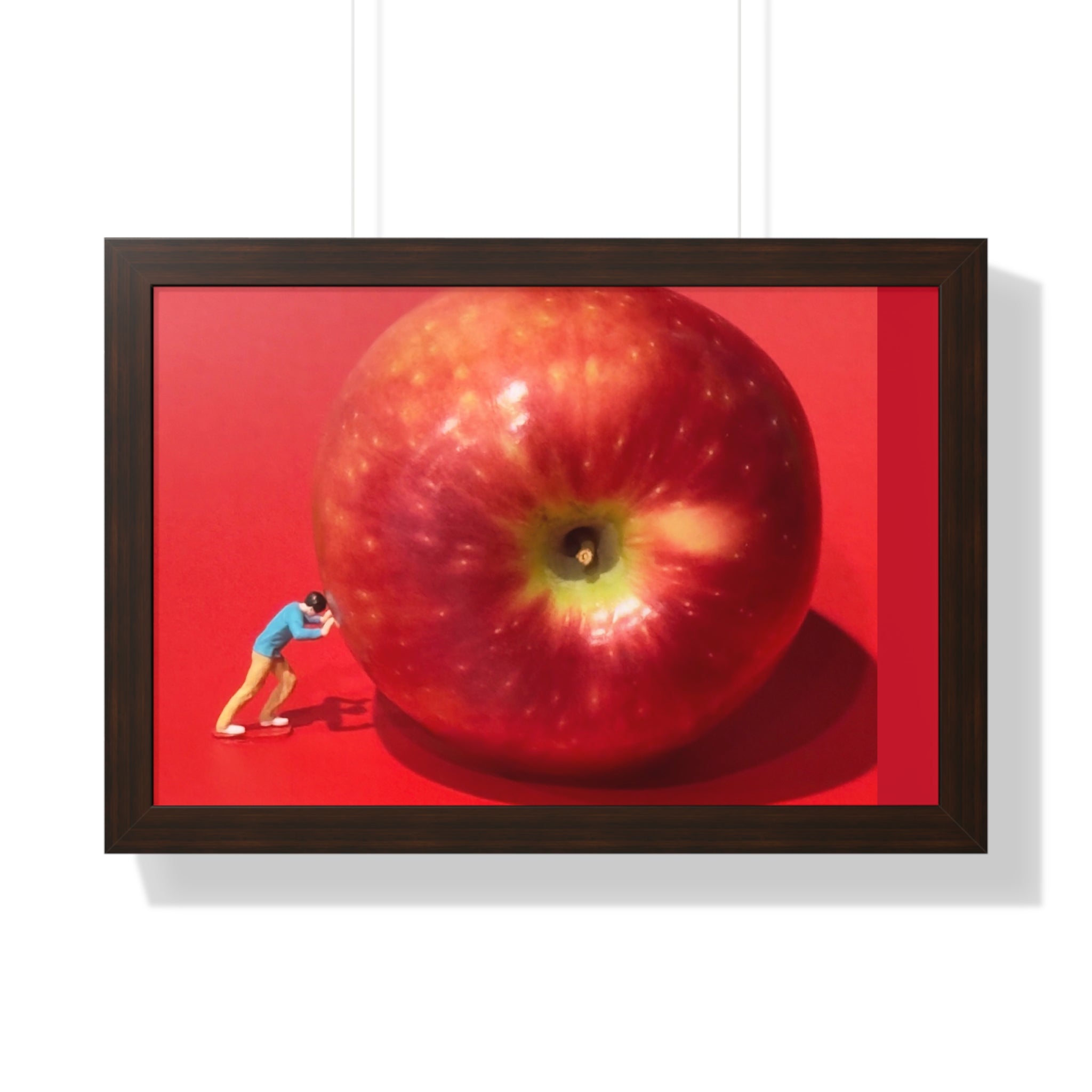 Framed Poster Giant Red Apple (Surreal Wall Art)