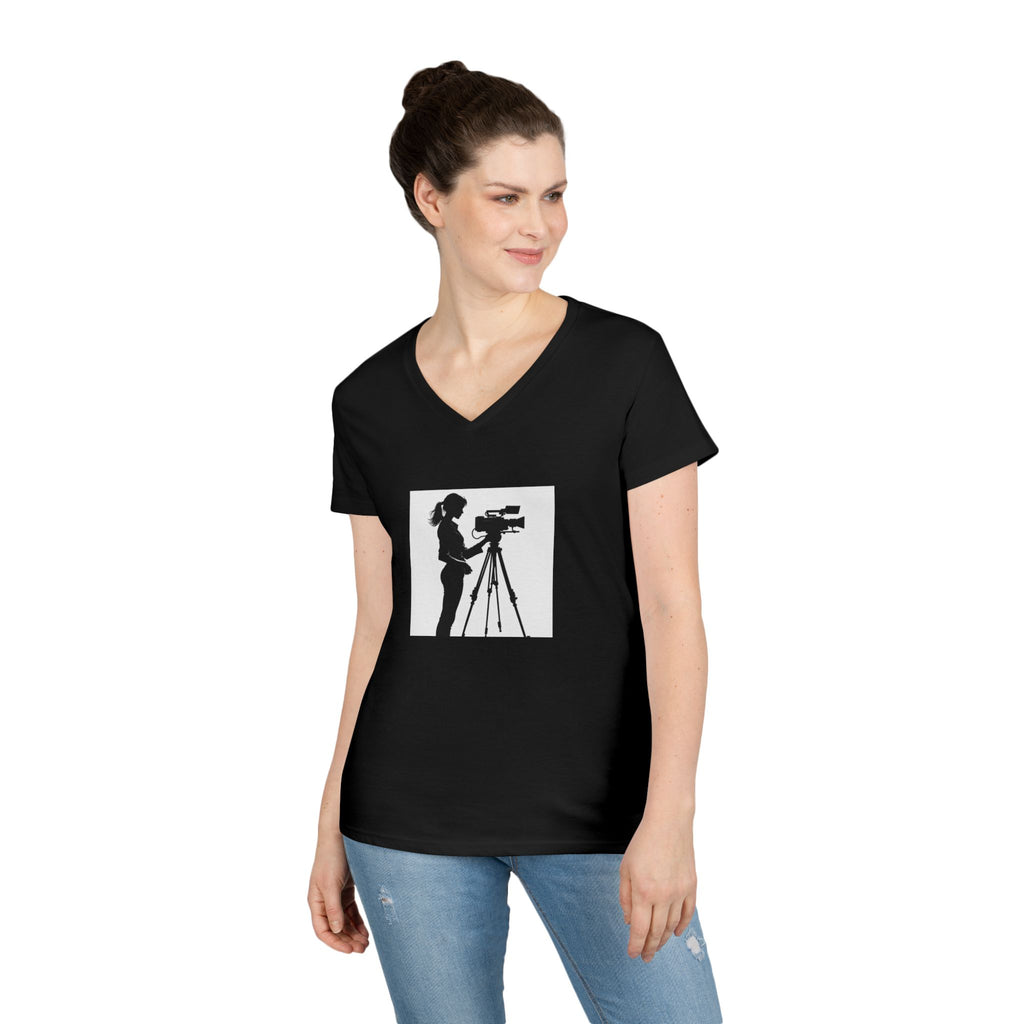 "Behind Every Great Story is Great Video "Camerawoman V-Neck Tee