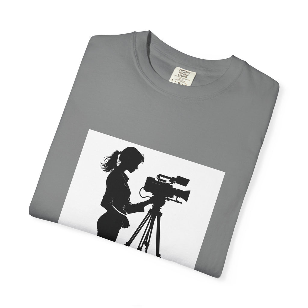 "Behind Every Great Story is Great Video" Female Silhouette Tee