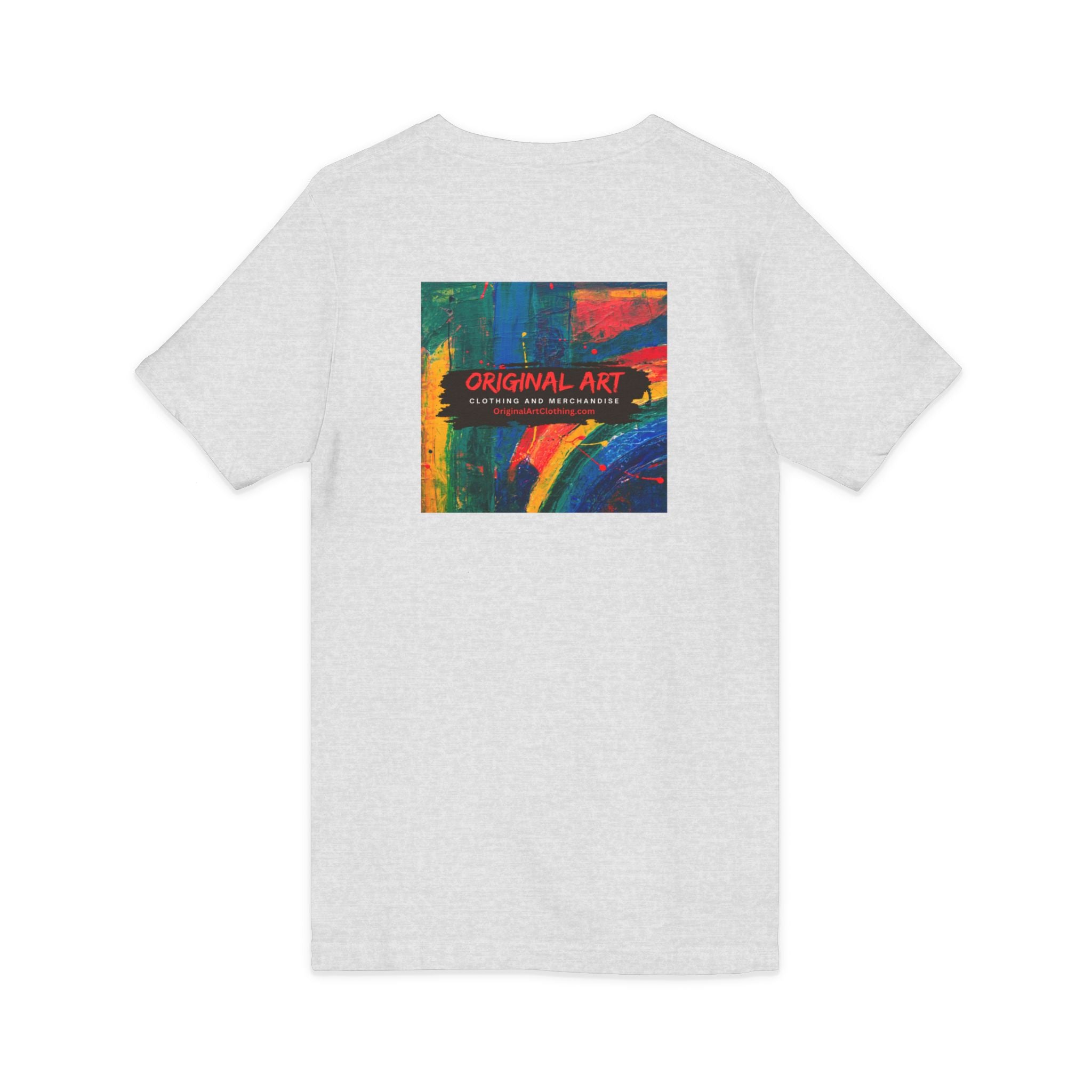 'Fancy" Colorful V-Neck Tee — 'Fancy' Front Script & Original Art Back