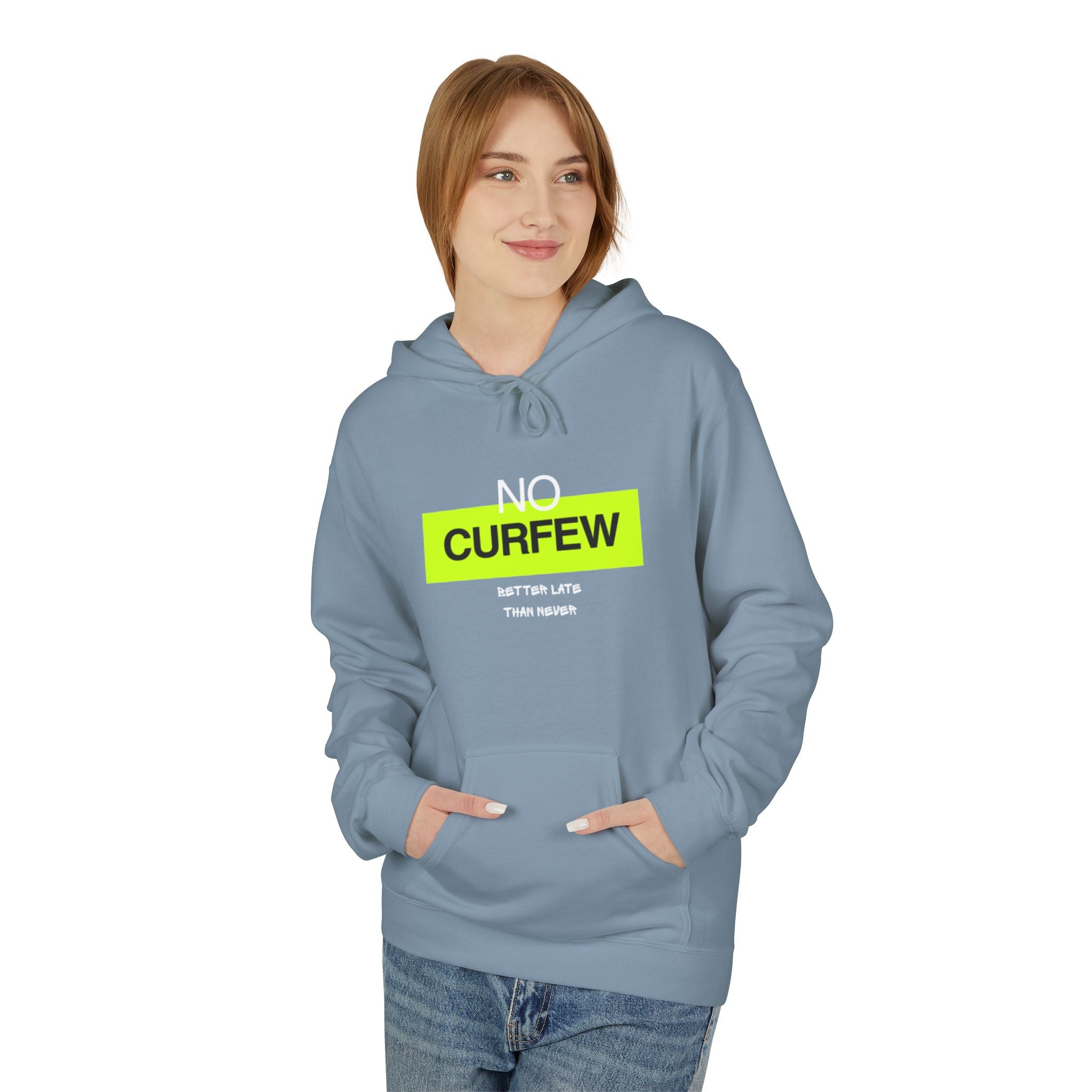 No Curfew Hoodie, Fun Casual Wear, Unisex Fleece Sweatshirt, Perfect Gift for Teens, Relaxed Lounge Apparel, Streetwear Style