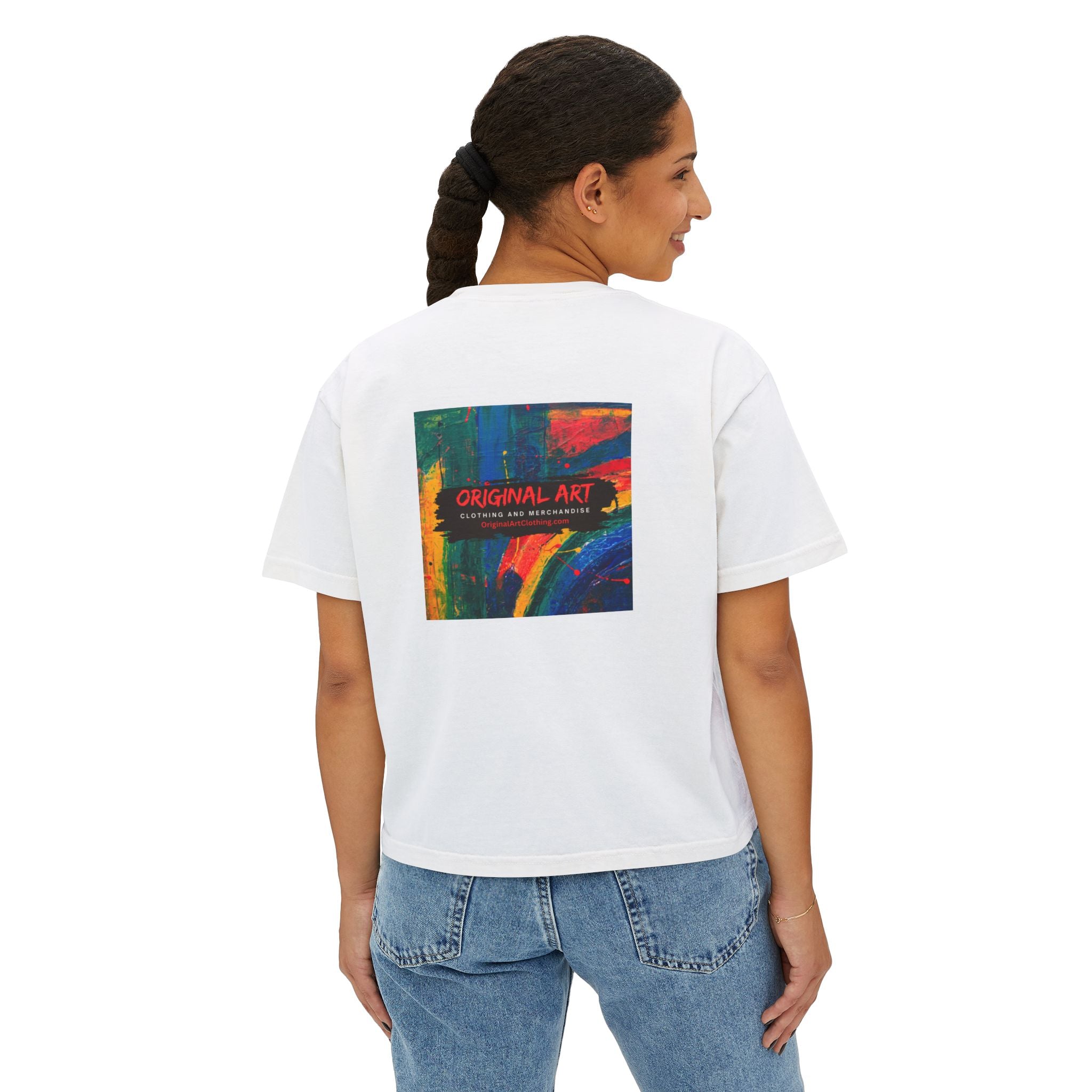 Fancy Rainbow Boxy Tee — Colorful 'Fancy' Graphic Women's Shirt