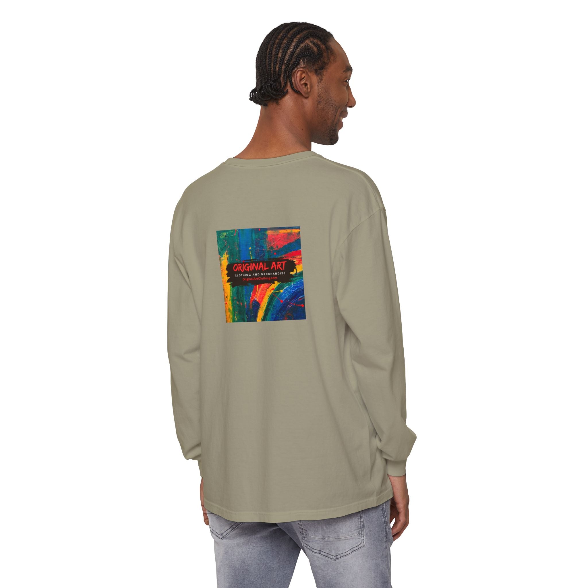 I Teach. Kids First. Long Sleeve Teacher T-Shirt — Colorful 'Original Art' Back Print