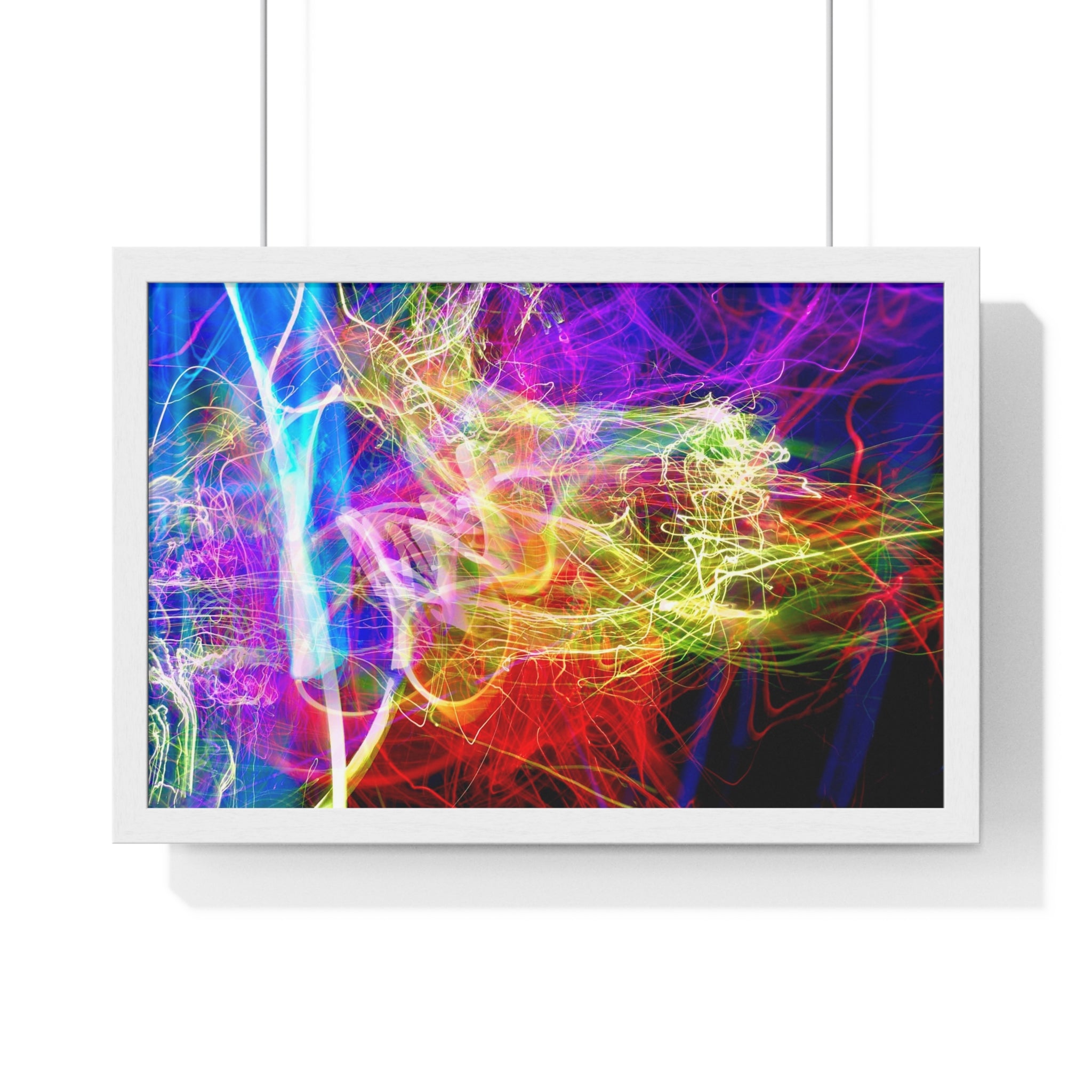 Abstract Light Painting Photography Framed Poster — Vibrant Colorful Wall Art
