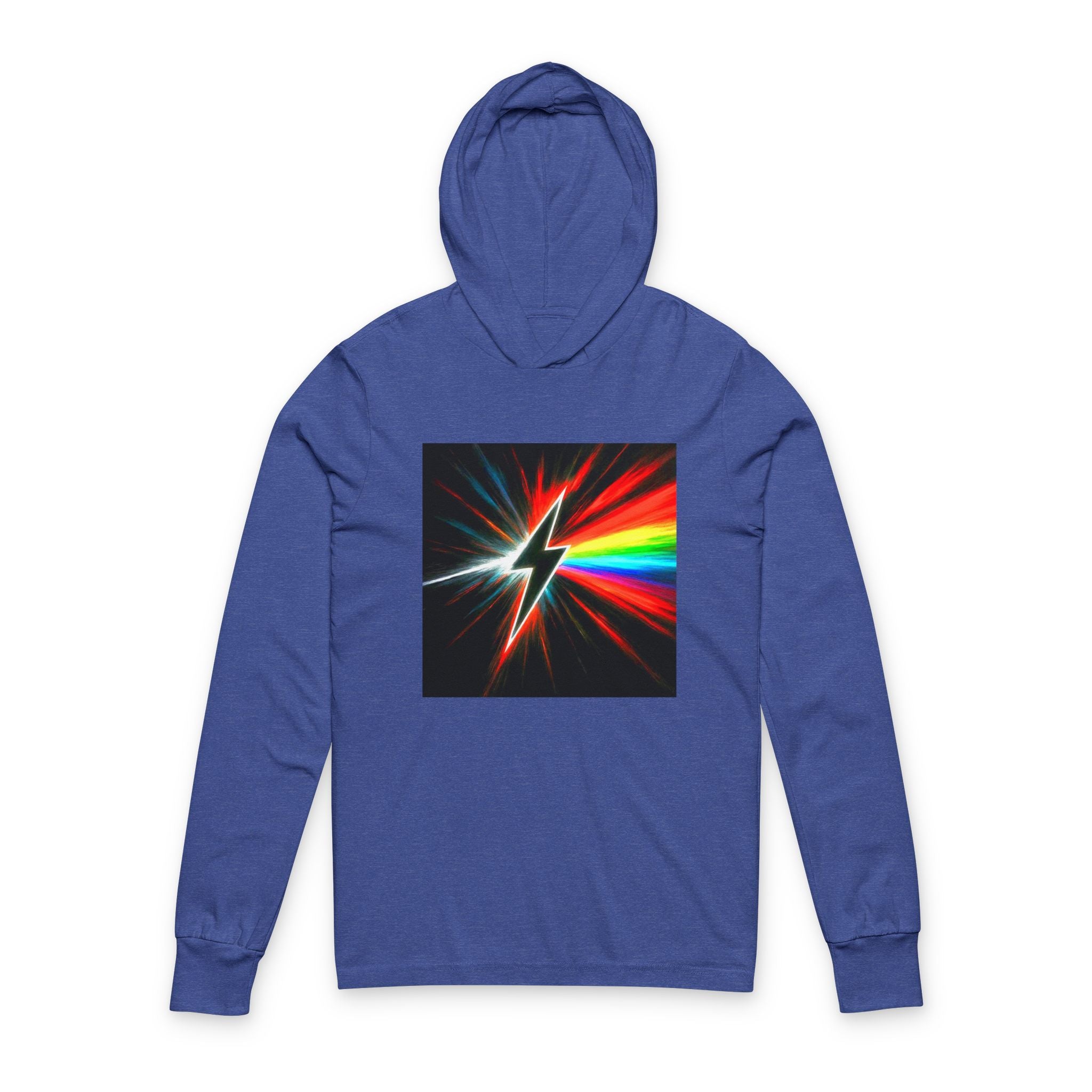 Lightning Prism Hoodie Tee — Retro Rainbow Bolt Graphic Long-Sleeve