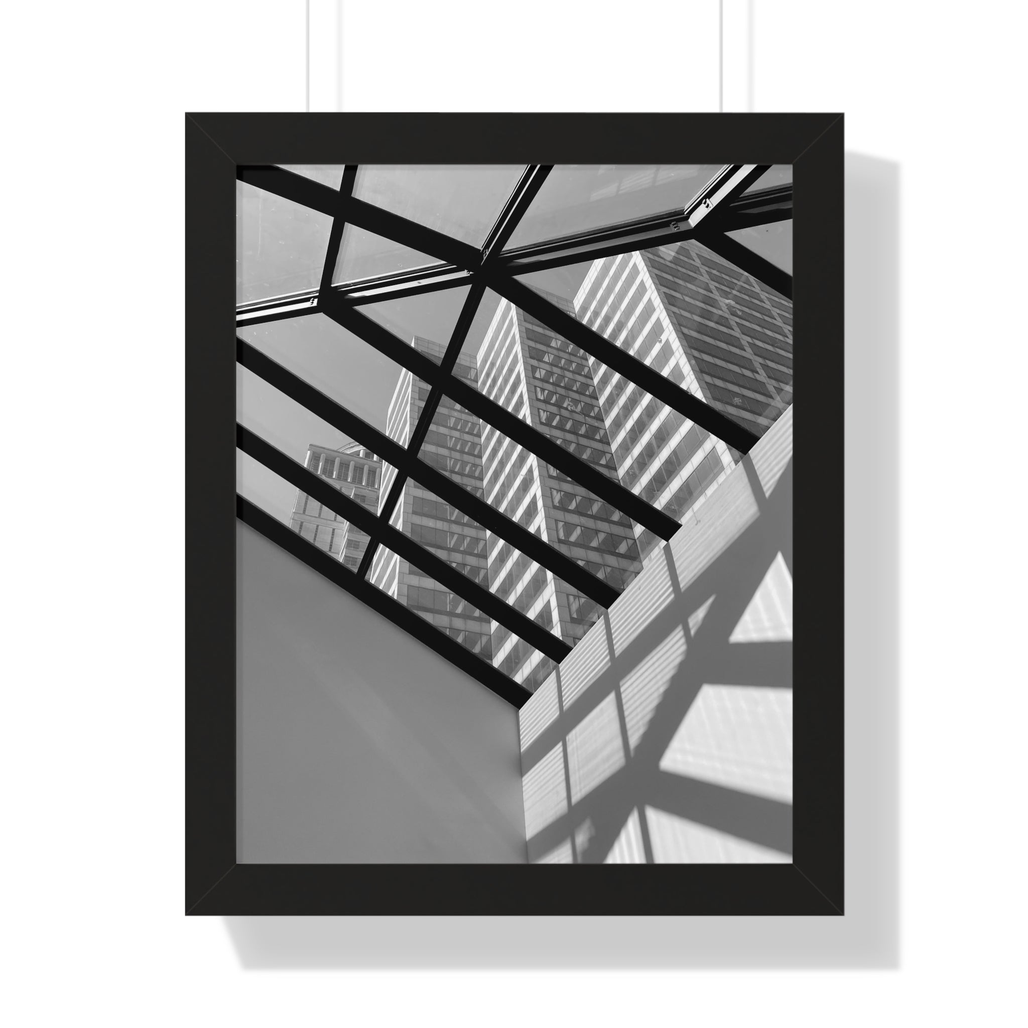 Monochrome Architectural Shadows Print Framed Vertical Poster —