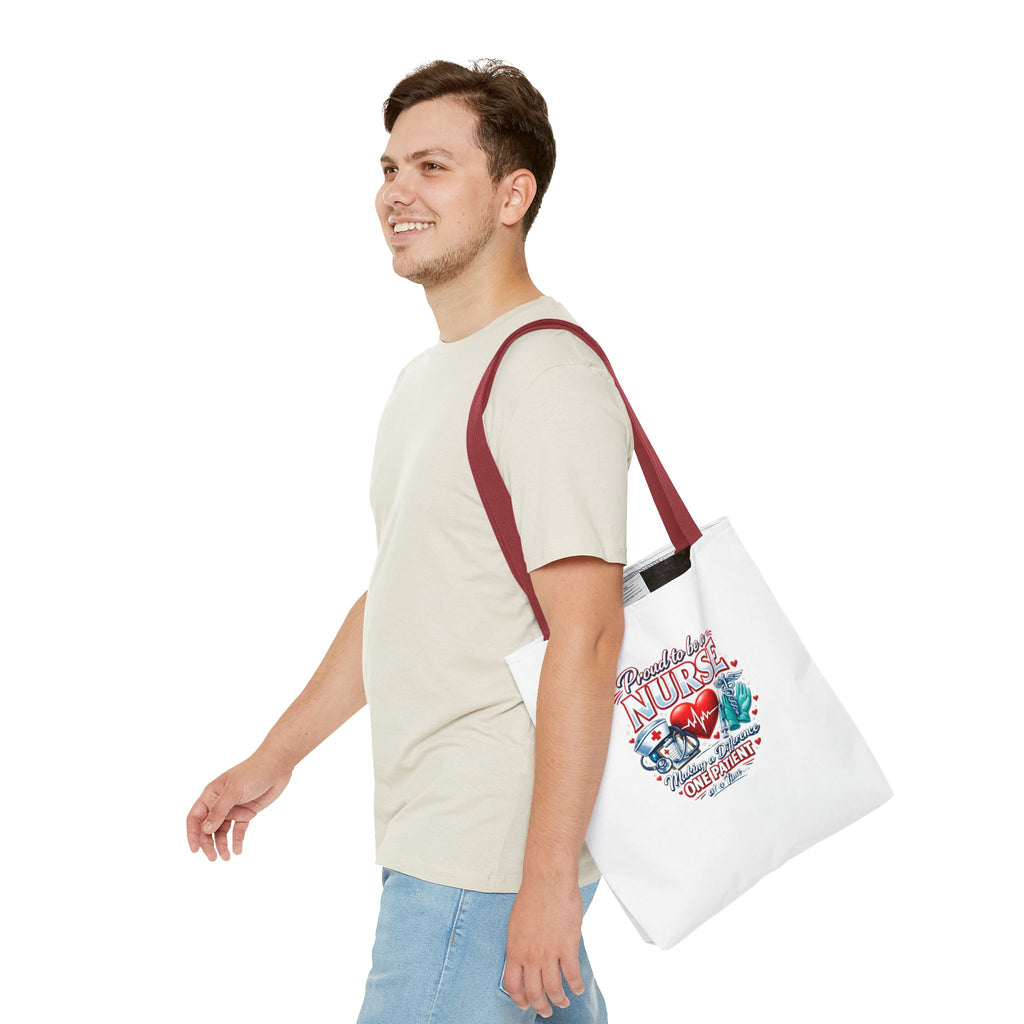 Nurse Tote Bag - "Proud to be a Nurse" Medical Heartbeat Design