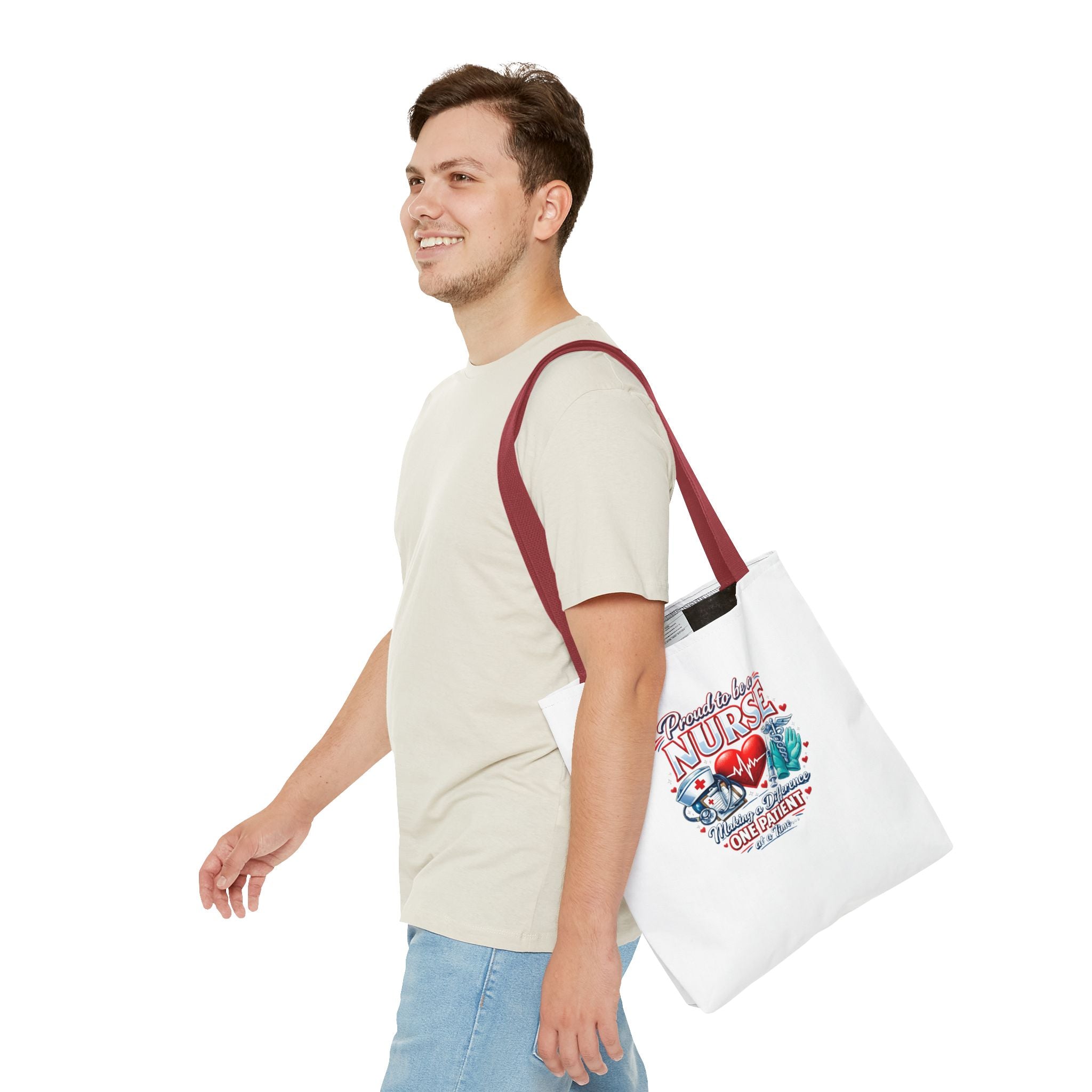 Nurse Tote Bag - "Proud to be a Nurse" Medical Heartbeat Design