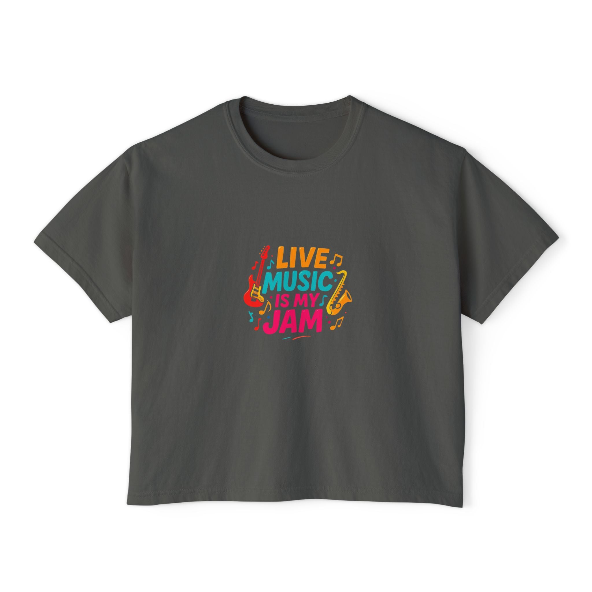 Live Music Is My Jam Boxy Tee — Women's Cropped Graphic Concert T‑Shirt