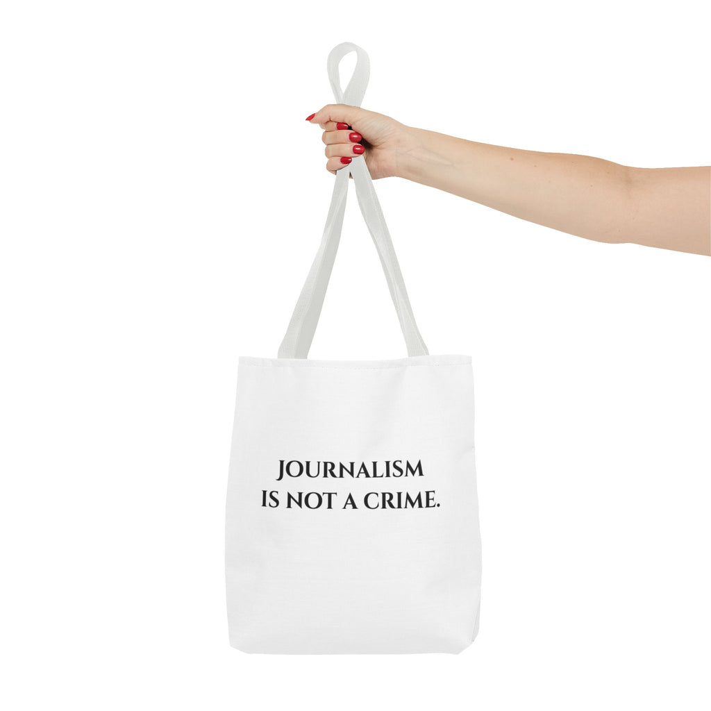 Journalism Is Not a Crime Tote Bag — Protest Statement Canvas Tote