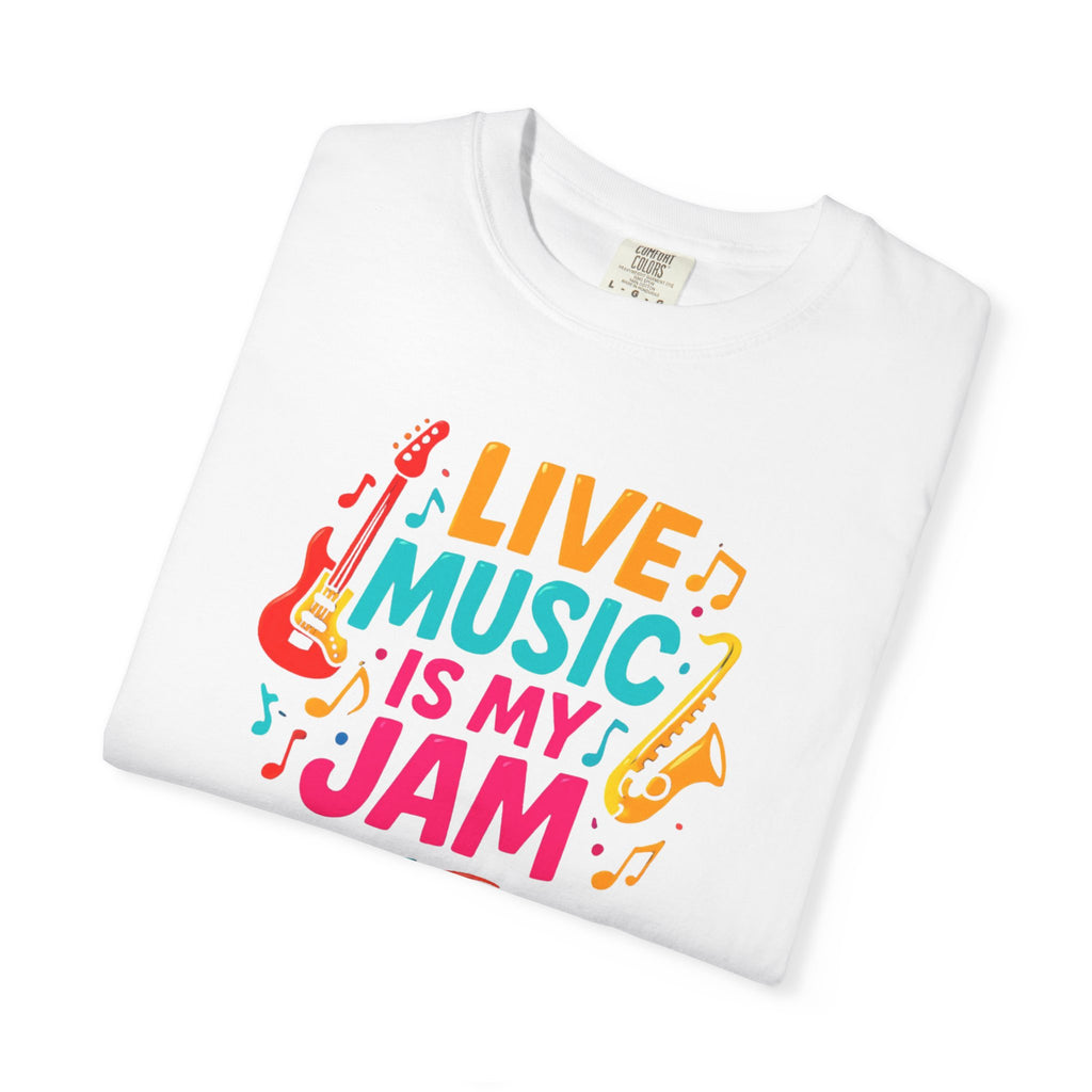 Live Music Is My Jam T-Shirt — Colorful Guitar Music Tee