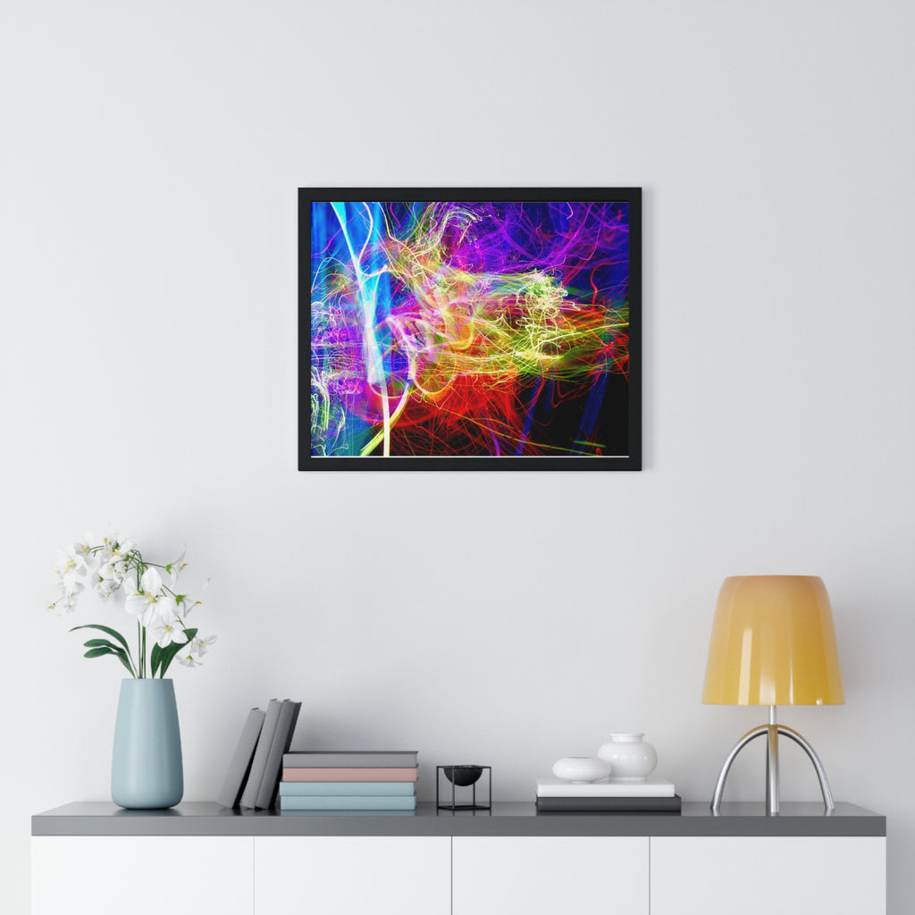 Abstract Light Painting Photography Framed Poster — Vibrant Colorful Wall Art