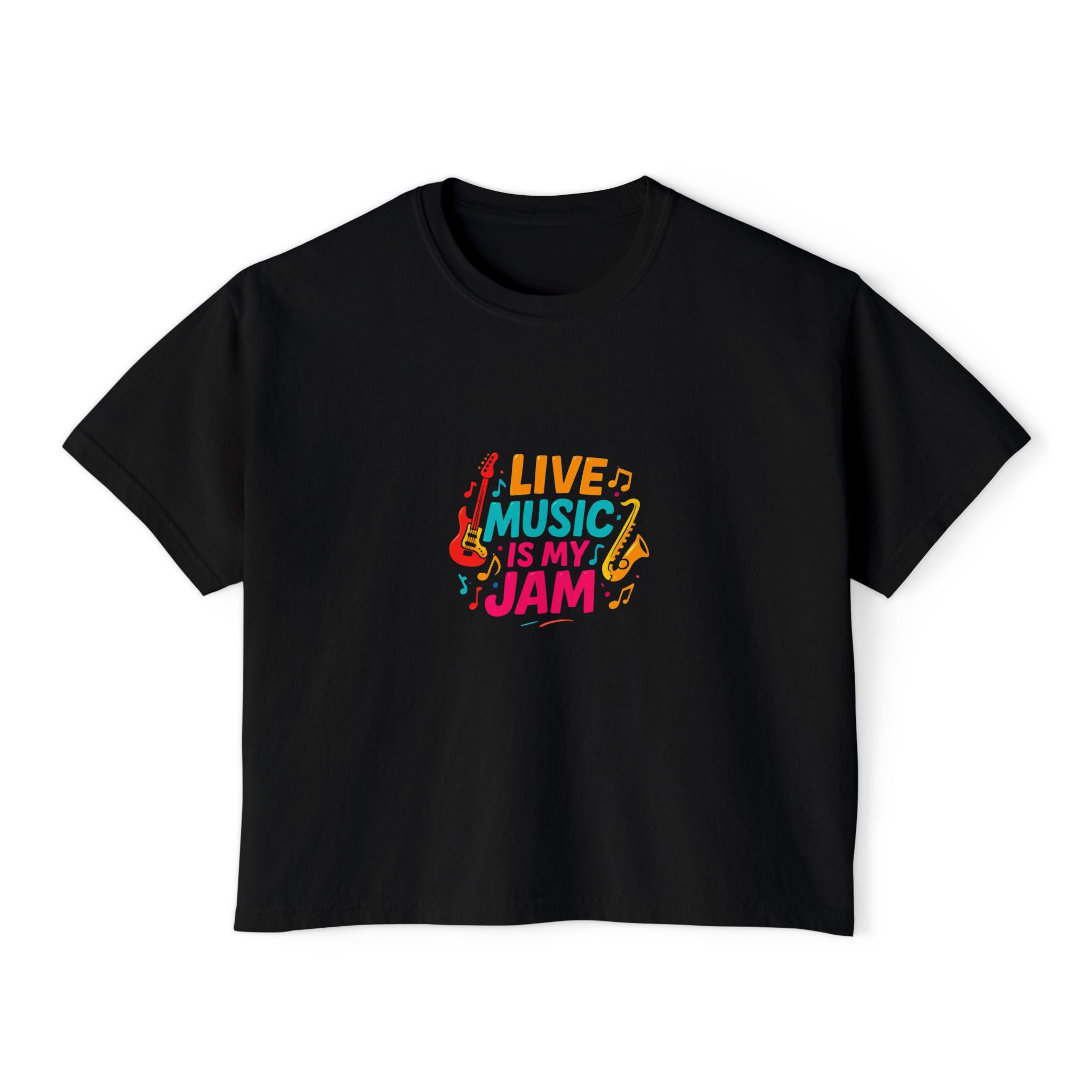 Live Music Is My Jam Boxy Tee — Women's Cropped Graphic Concert T‑Shirt