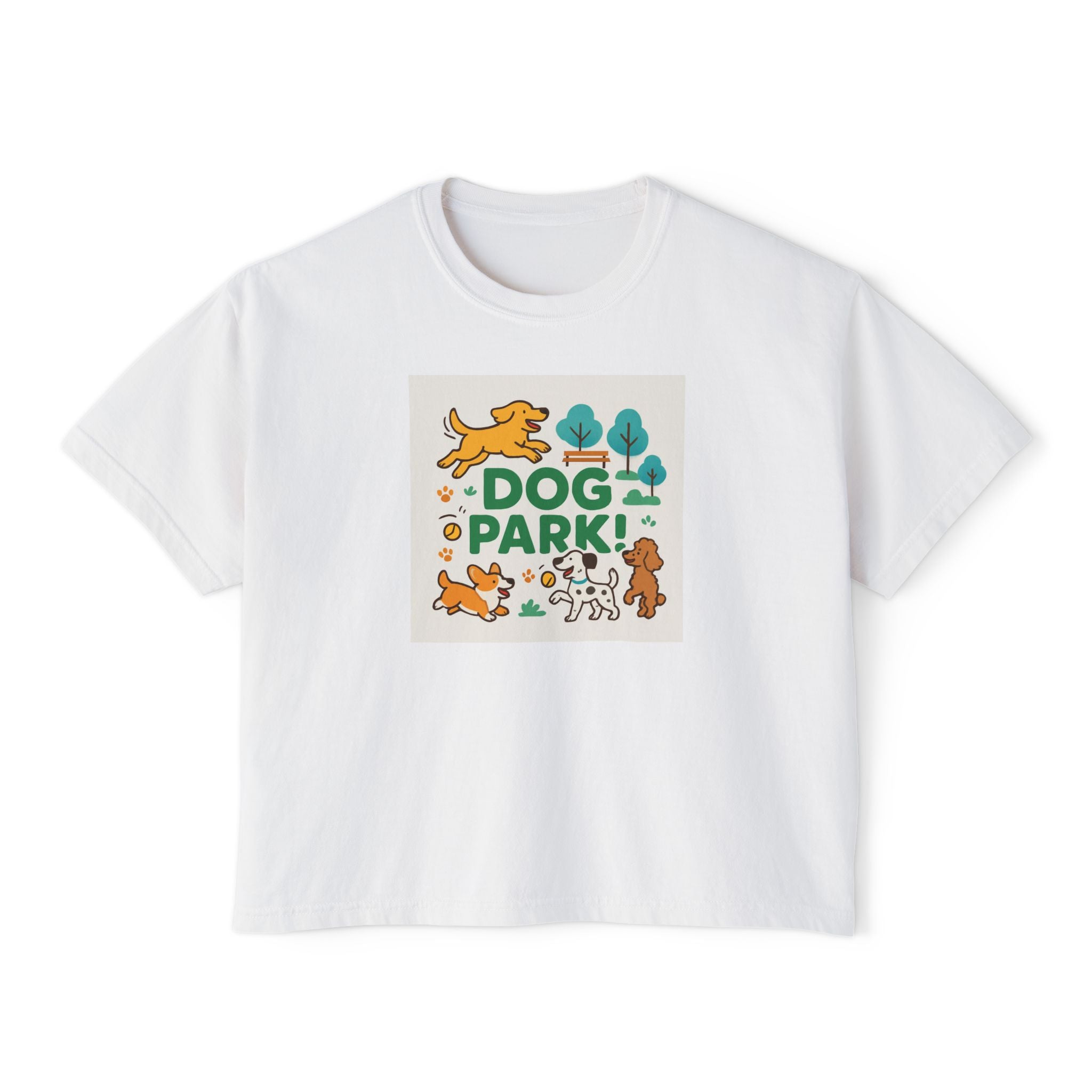 Dog Park Women's Boxy Tee, Cute Pet Lover Shirt, Casual Tee for Dog Owners, Gift for Dog Lovers, Fun T-Shirt for Pet Days
