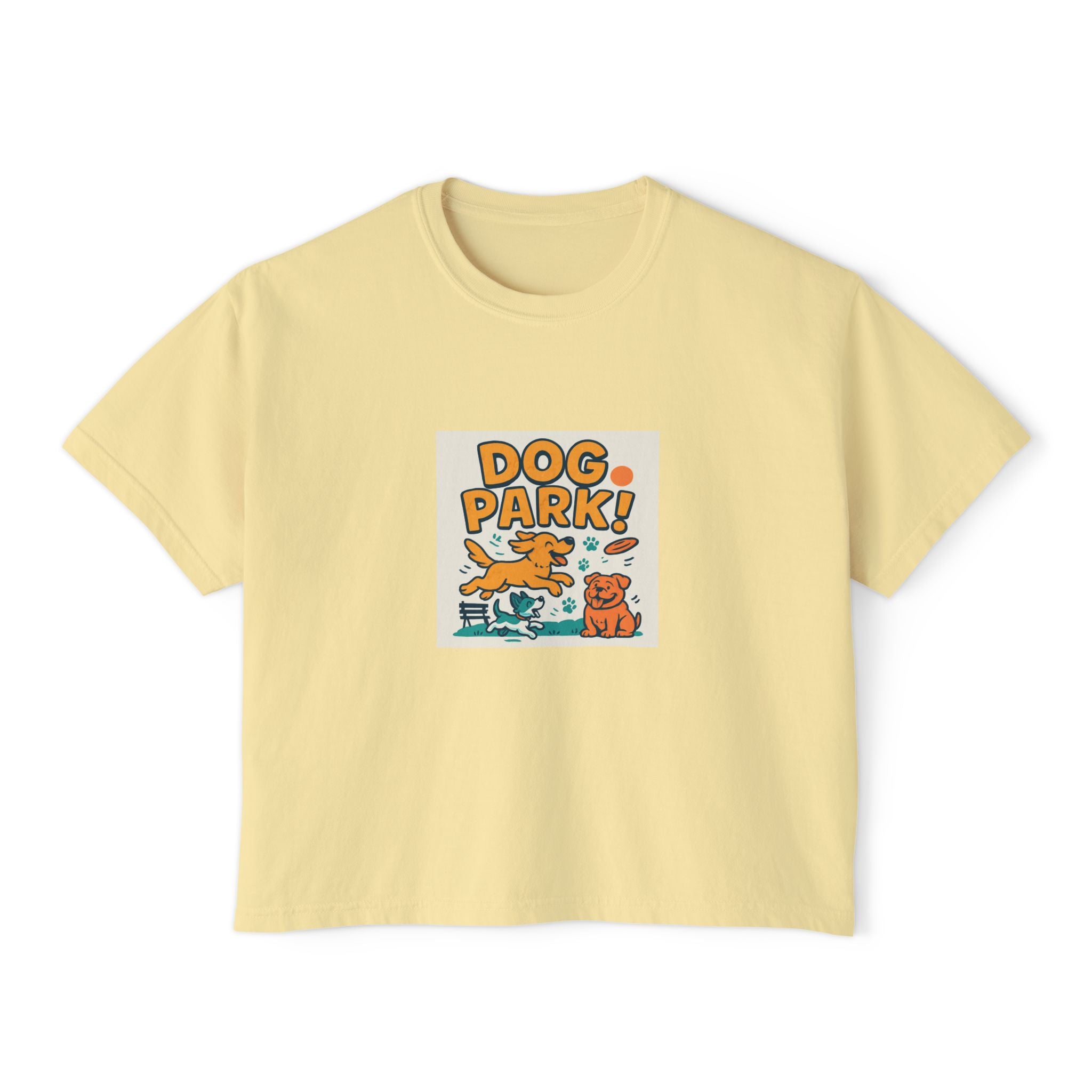 Dog Park Women's Boxy Tee, Cute Pet Lover Shirt, Casual Dog Mom Top, Gift for Dog Lovers, Summer Dog Apparel