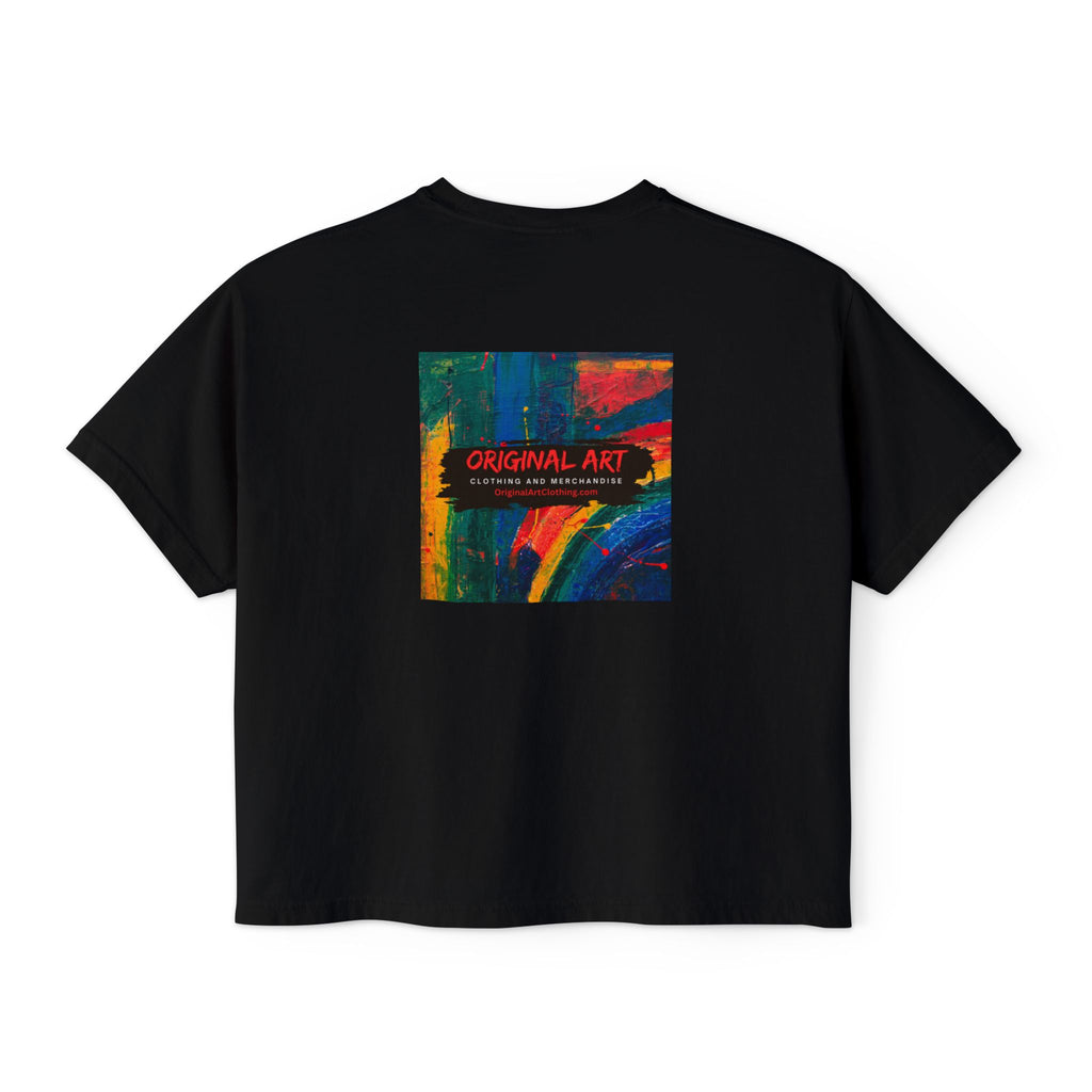 Fancy Rainbow Boxy Tee — Colorful 'Fancy' Graphic Women's Shirt