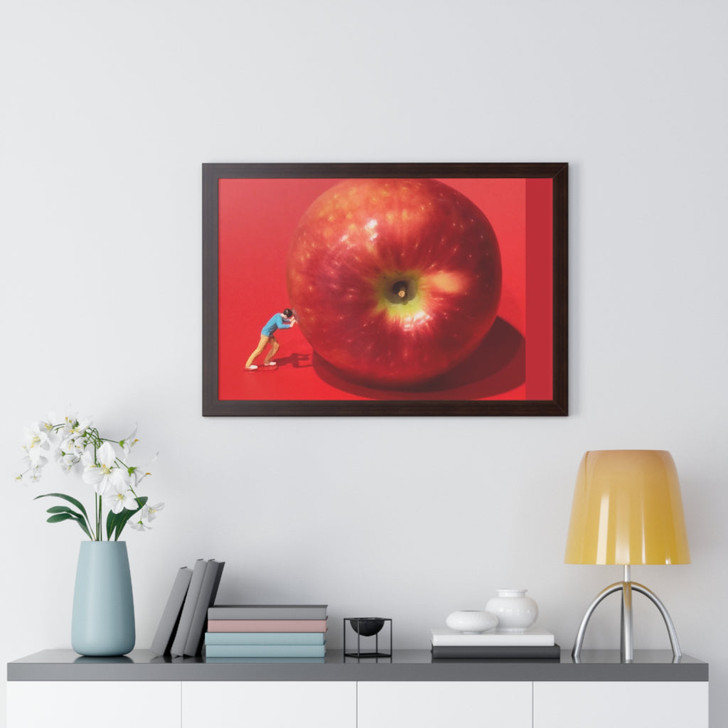 Framed Poster Giant Red Apple (Surreal Wall Art)