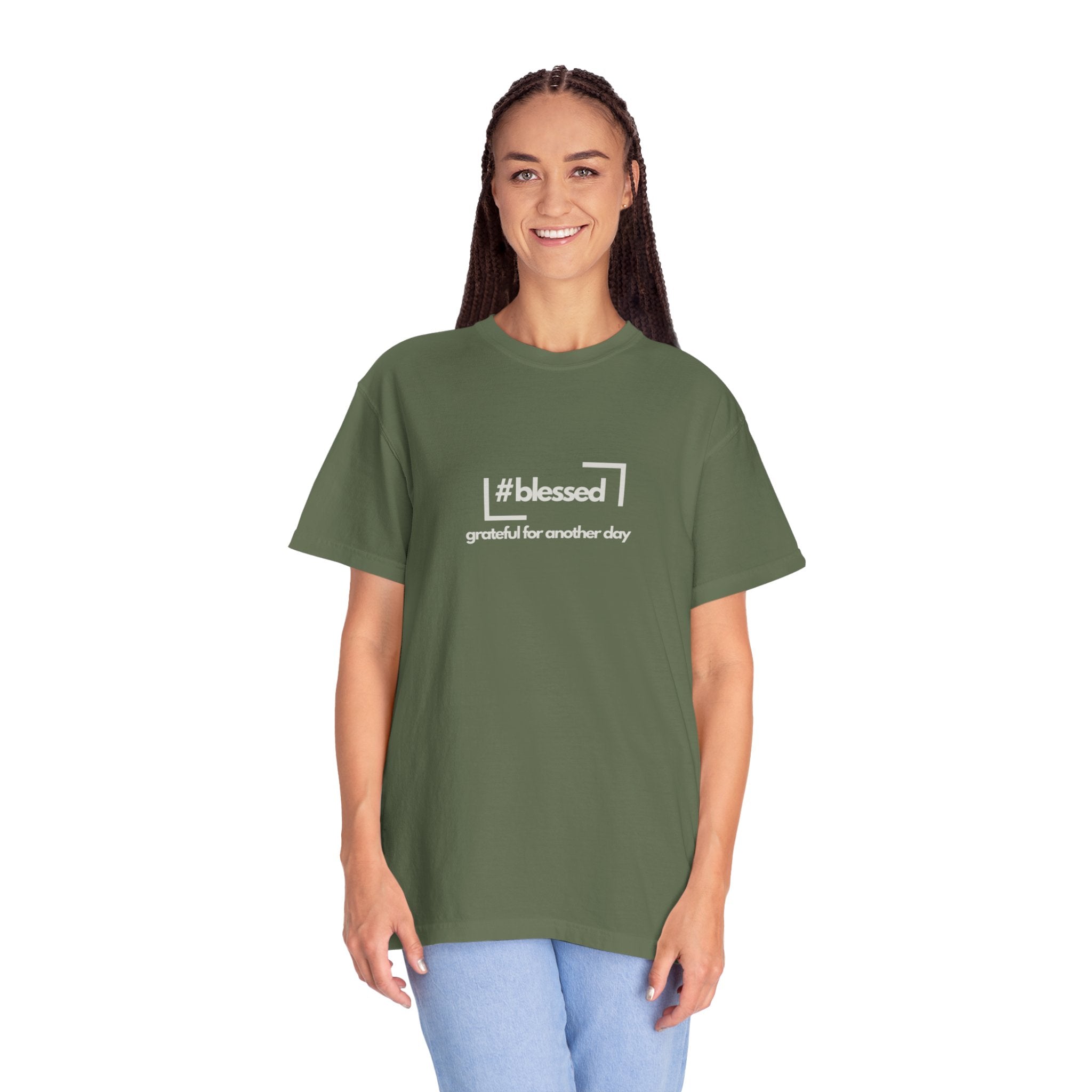 Blessed Hashtag T-Shirt — "#blessed grateful for another day" Casual Graphic Tee