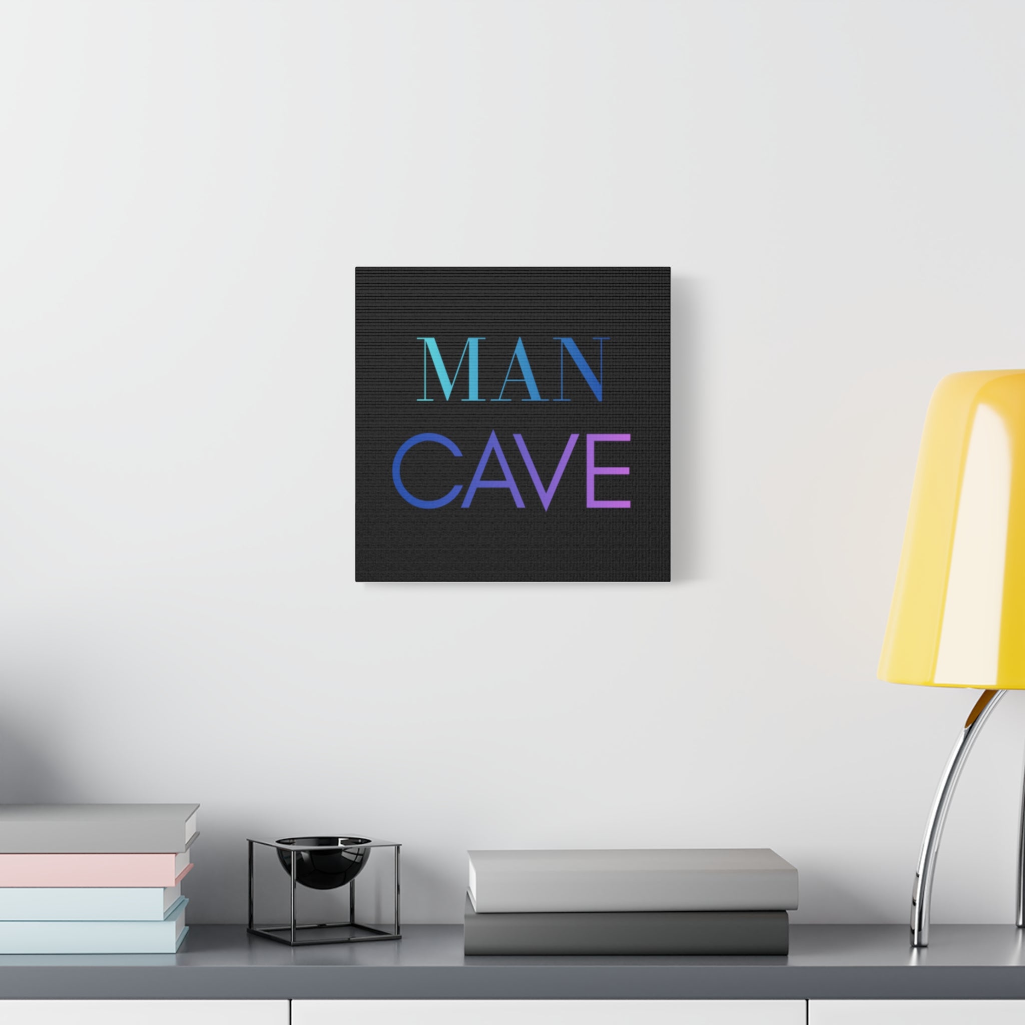 Man Cave Canvas Wall Art – Gradient Typography "MAN CAVE"