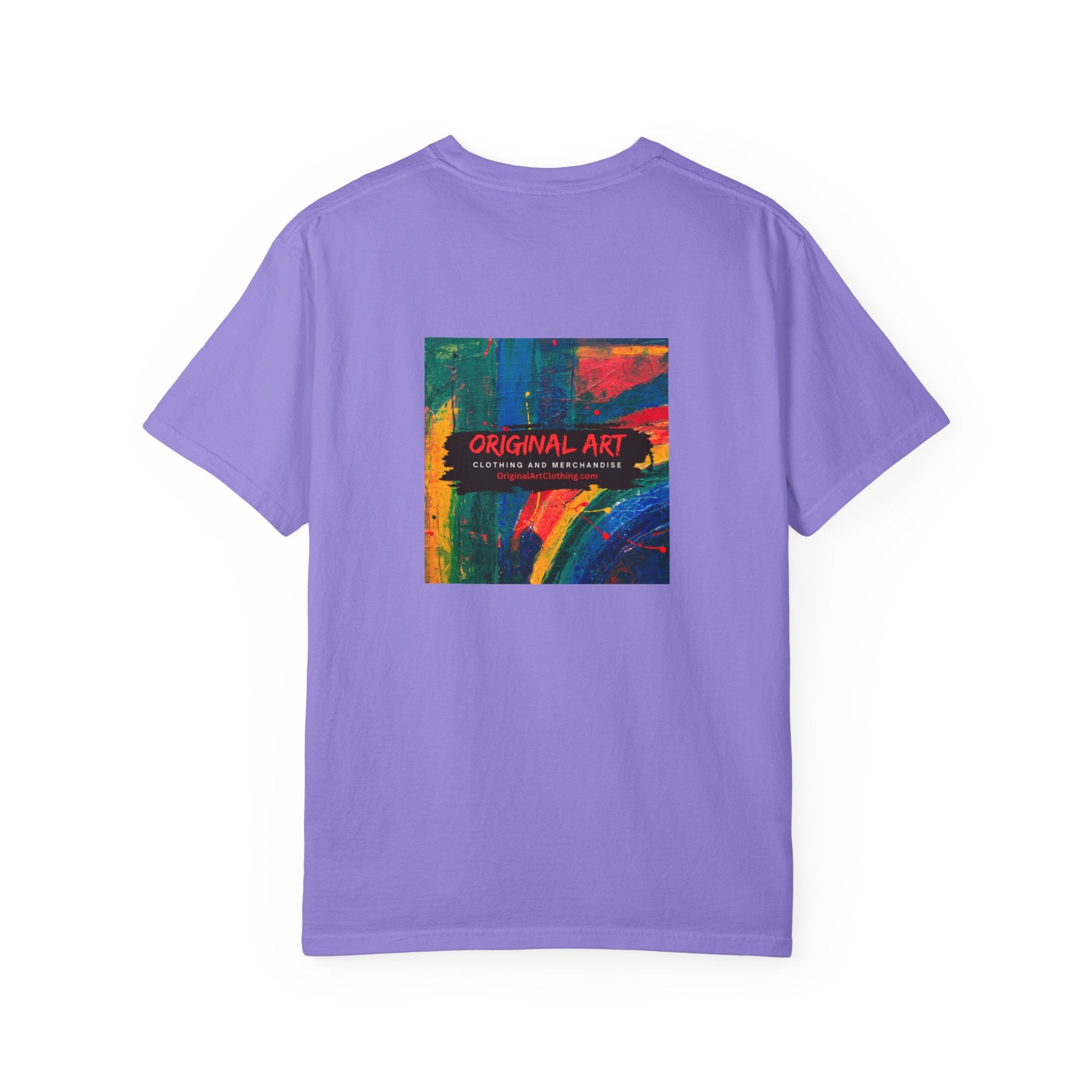 Teacher T-Shirt — “I teach. I help small humans become big thinkers.” with Colorful Back Art