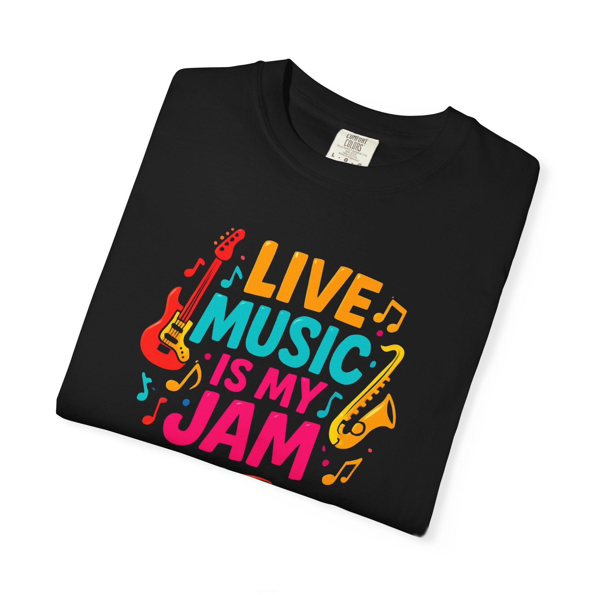 Live Music Is My Jam T-Shirt — Colorful Guitar Music Tee