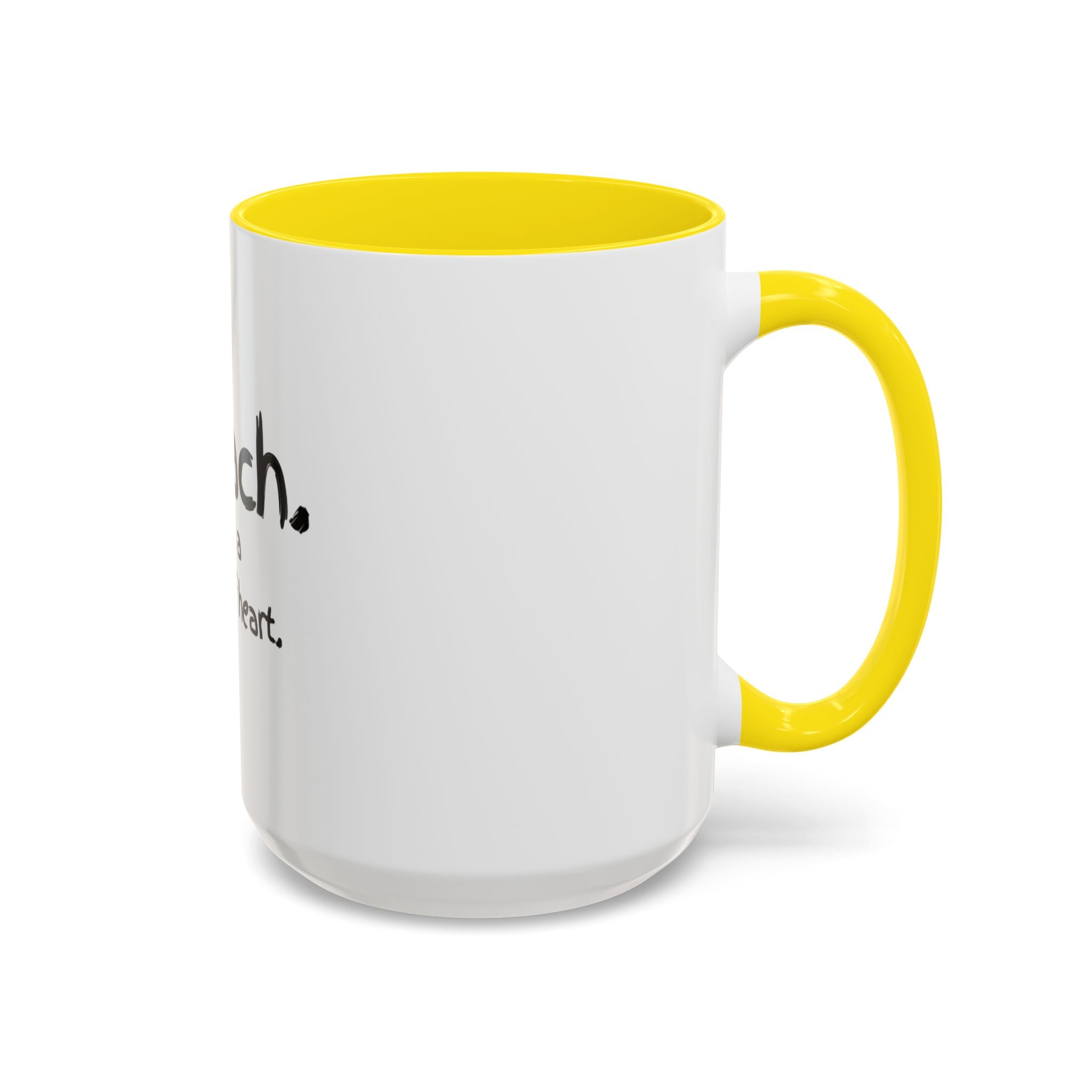 Teacher Coffee Mug — "I teach. It's a work of heart." Accent Black-Trim Mug (11/15oz)