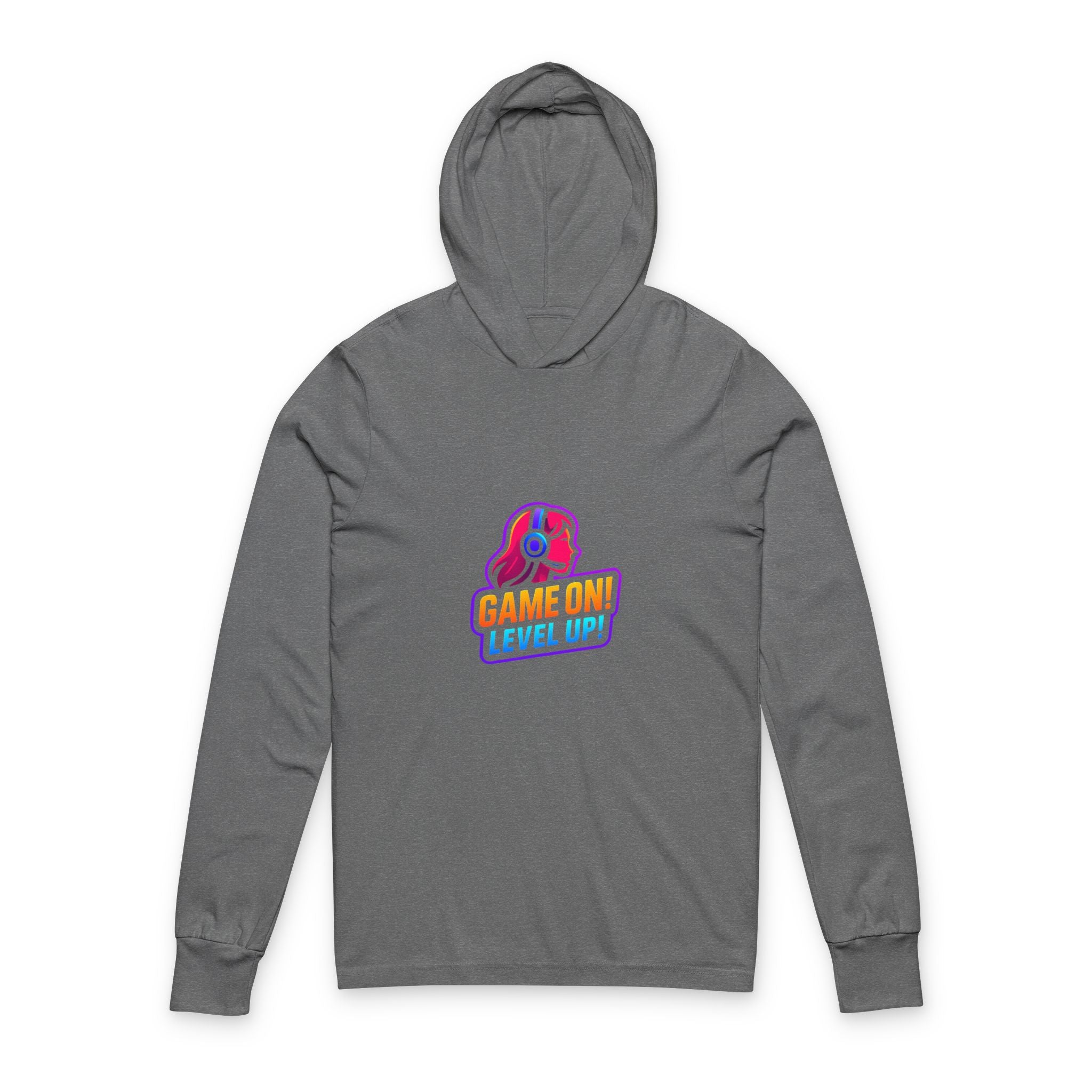 "Game On! Level Up!" Long-Sleeve Hooded Tee