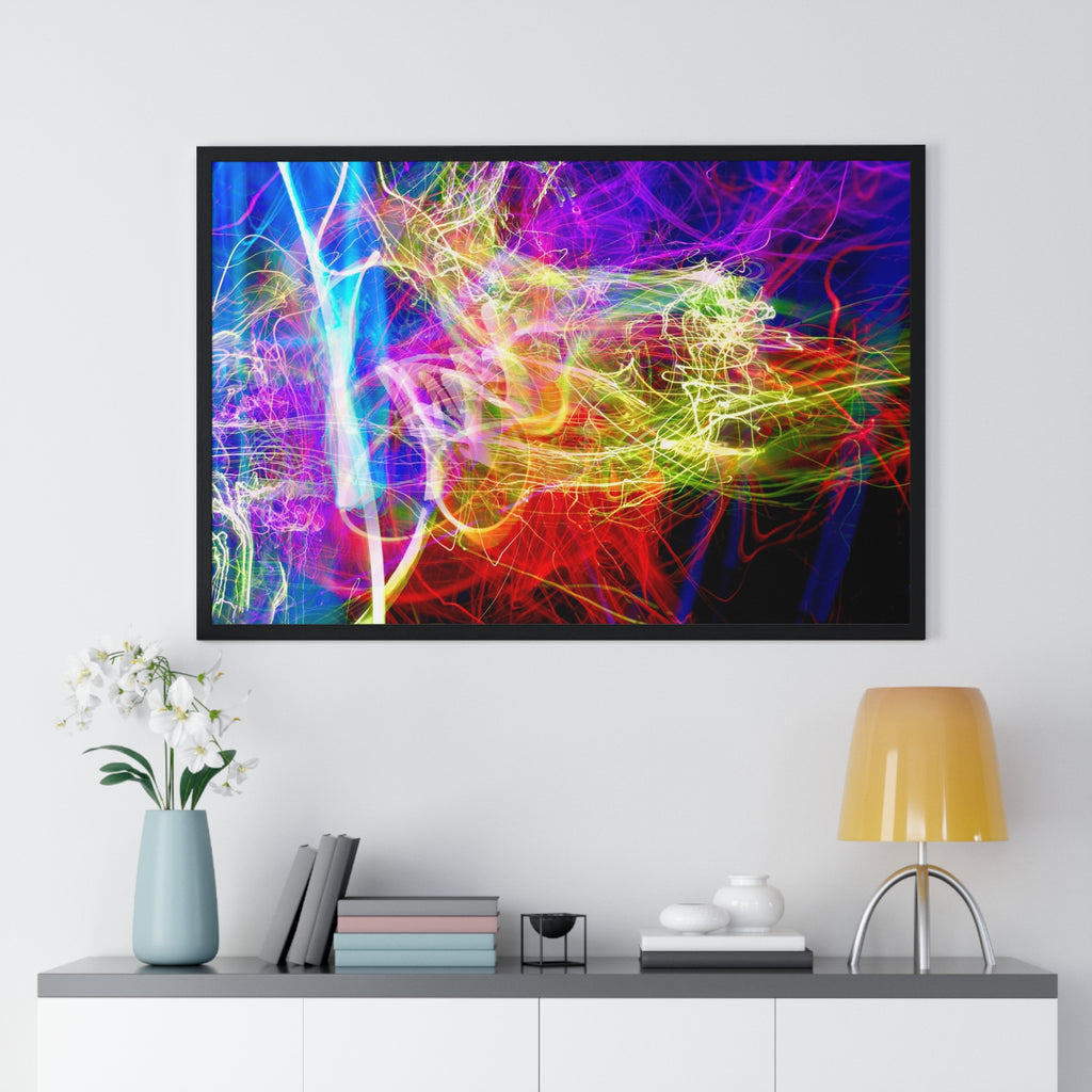 Abstract Light Painting Photography Framed Poster — Vibrant Colorful Wall Art