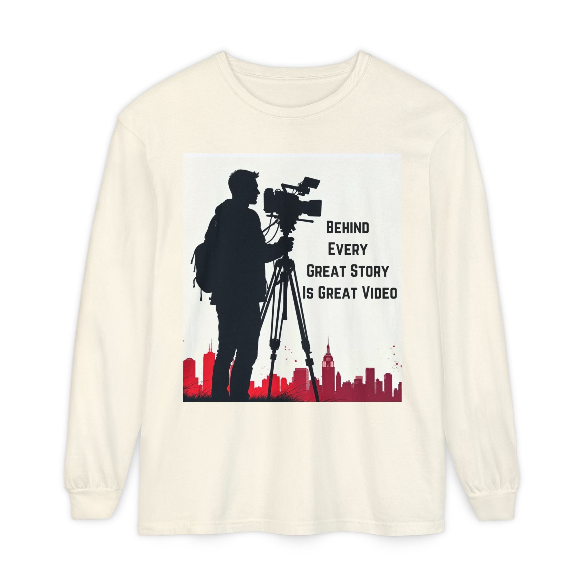 TV News Videographer: Unisex Garment-dyed Long Sleeve T-Shirt