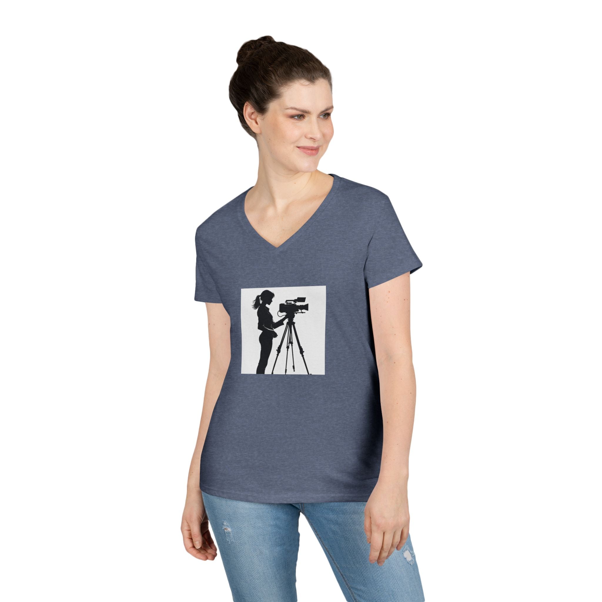 "Behind Every Great Story is Great Video "Camerawoman V-Neck Tee