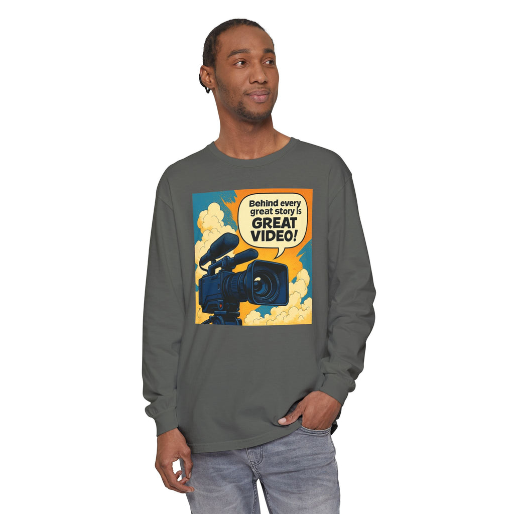 TV News Videographer  Long Sleeve T-Shirt, Great Video Gift, Media Production Apparel, Perfect for Filmmakers, Storyteller Style